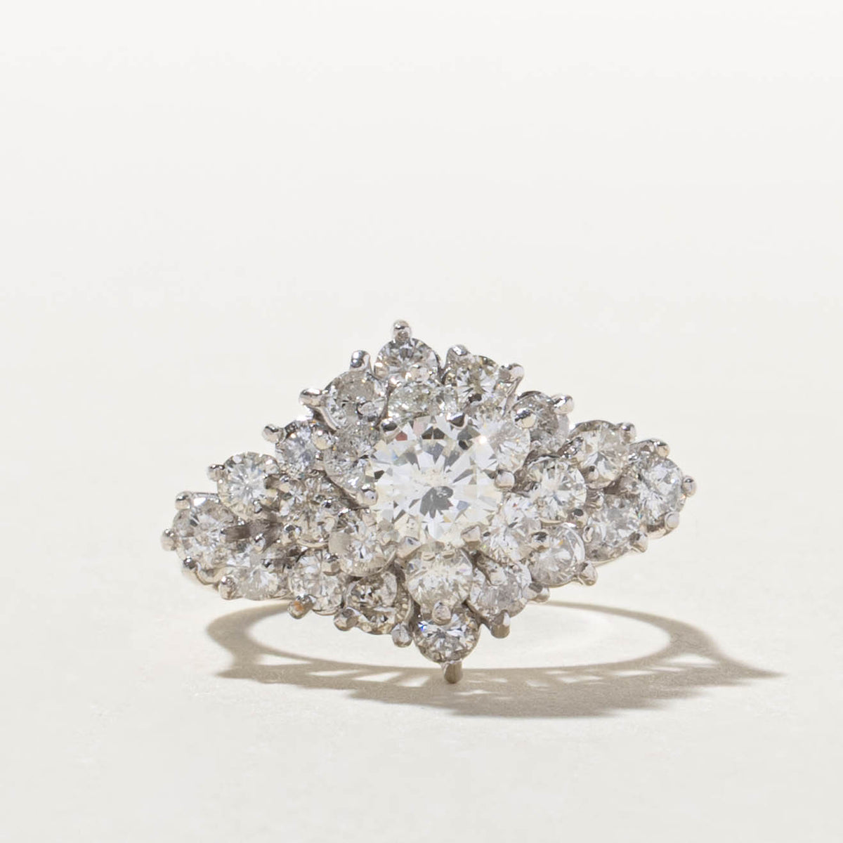 18k Diamond Petal Cluster Ring | 0.55ct I1/I2 E, 1.45ctw | SZ 5.5
