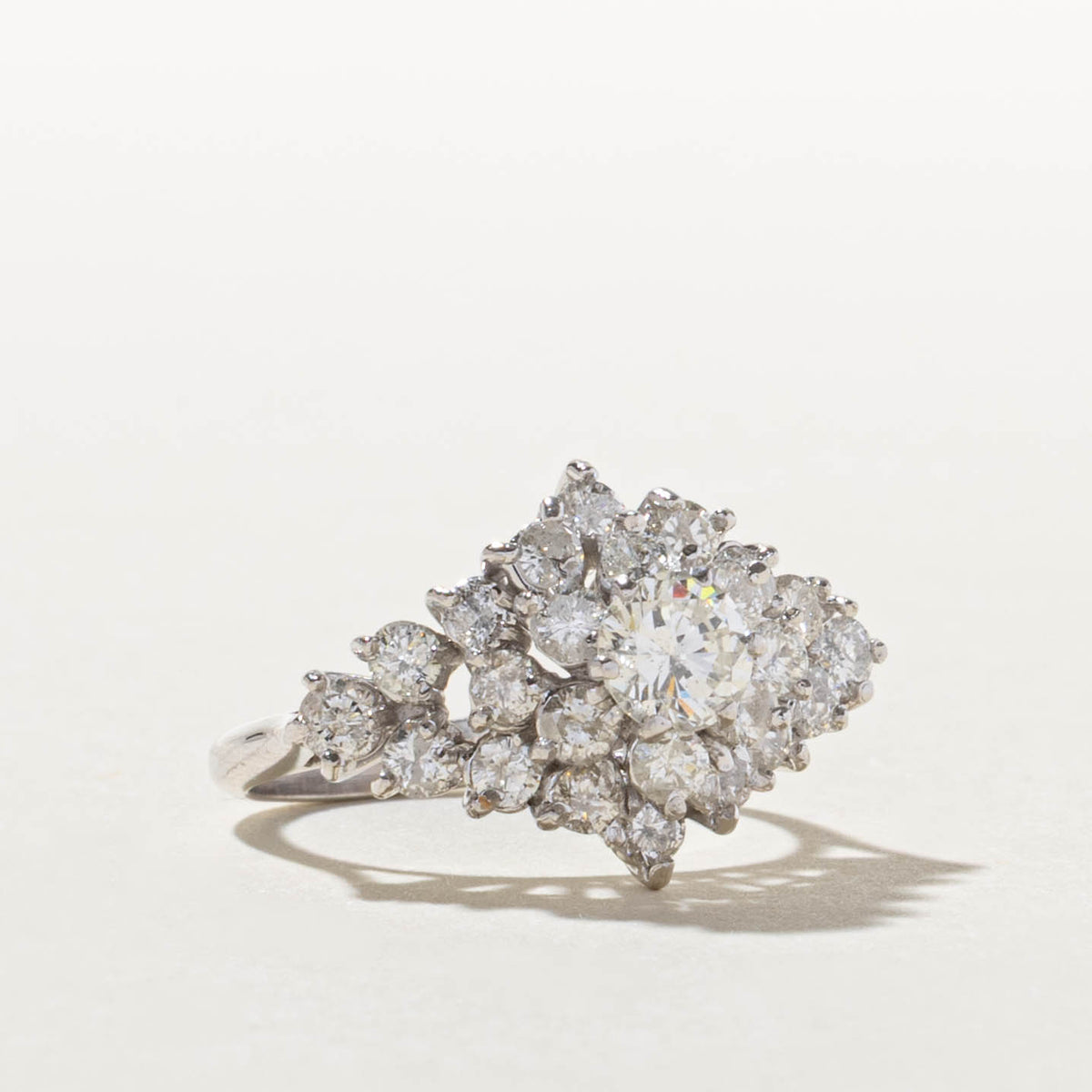 18k Diamond Petal Cluster Ring | 0.55ct I1/I2 E, 1.45ctw | SZ 5.5
