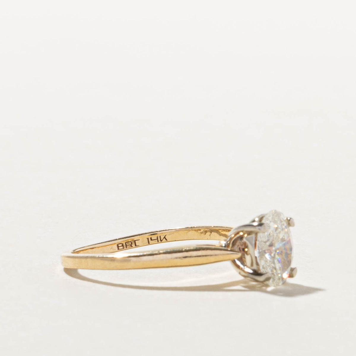 14k Oval Cut Solitaire Diamond Ring | 0.75ct SI1 J | SZ 4.25