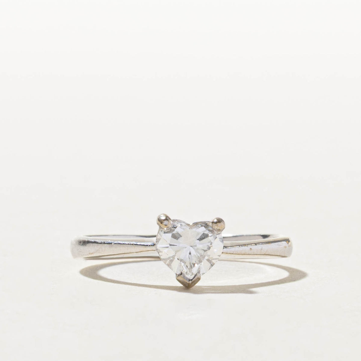18k Heart Cut Solitaire Diamond Ring | 0.56ct VS1 E/F | SZ 5.75
