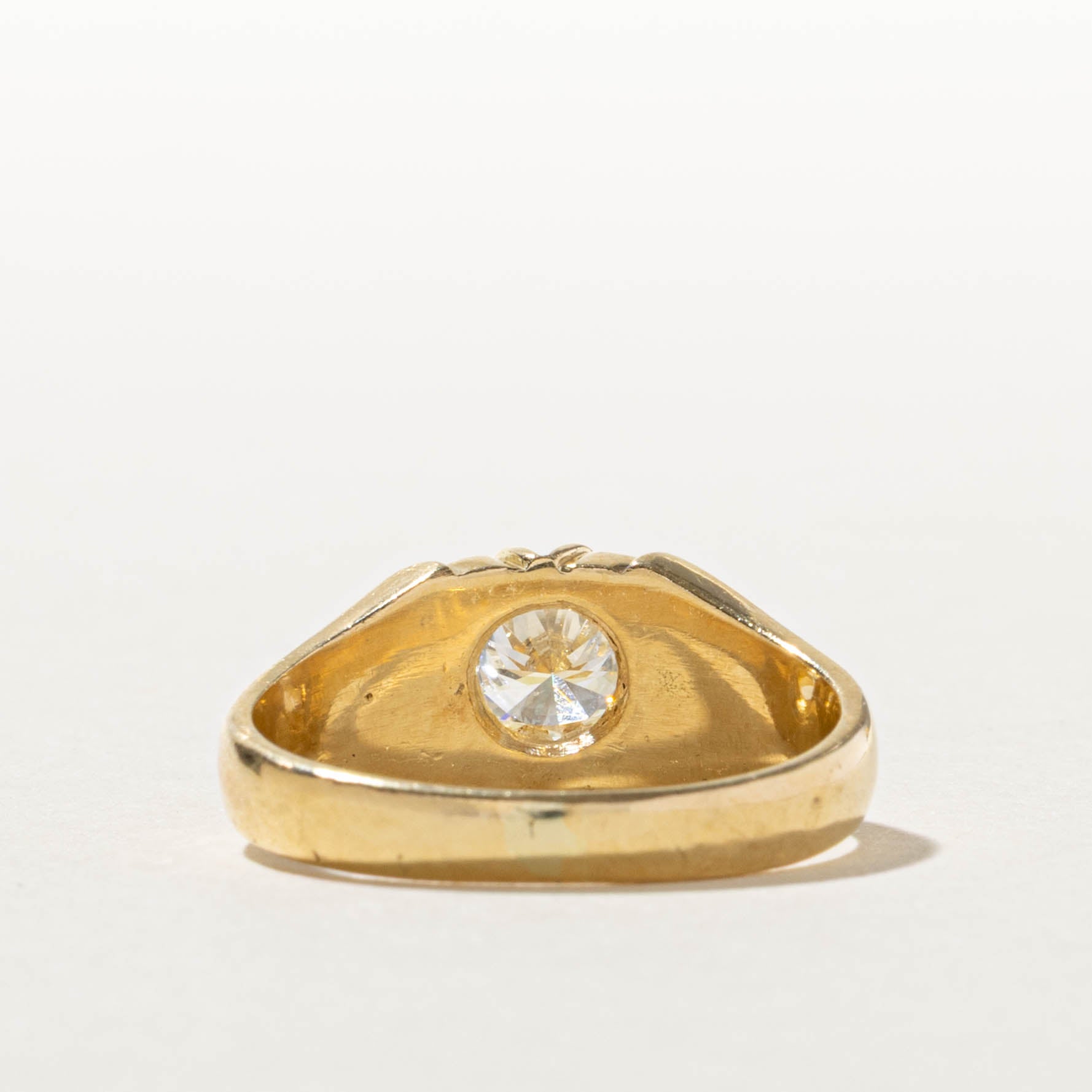 Belcher Set Solitaire Diamond Tapered Ring | 0.78ct SI2 J/K | SZ 8.5