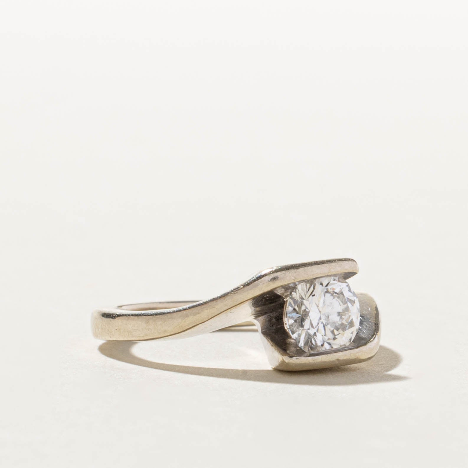 14k GIA Round Brilliant Diamond Bypass Ring | GIA 0.71ct SI1 H Ex | SZ 4.5