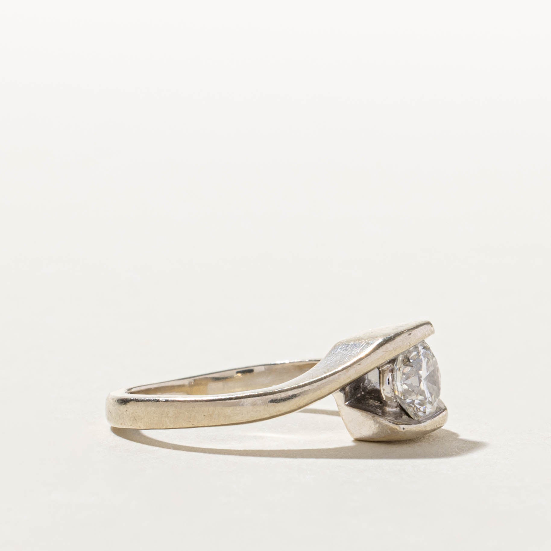 14k GIA Round Brilliant Diamond Bypass Ring | GIA 0.71ct SI1 H Ex | SZ 4.5