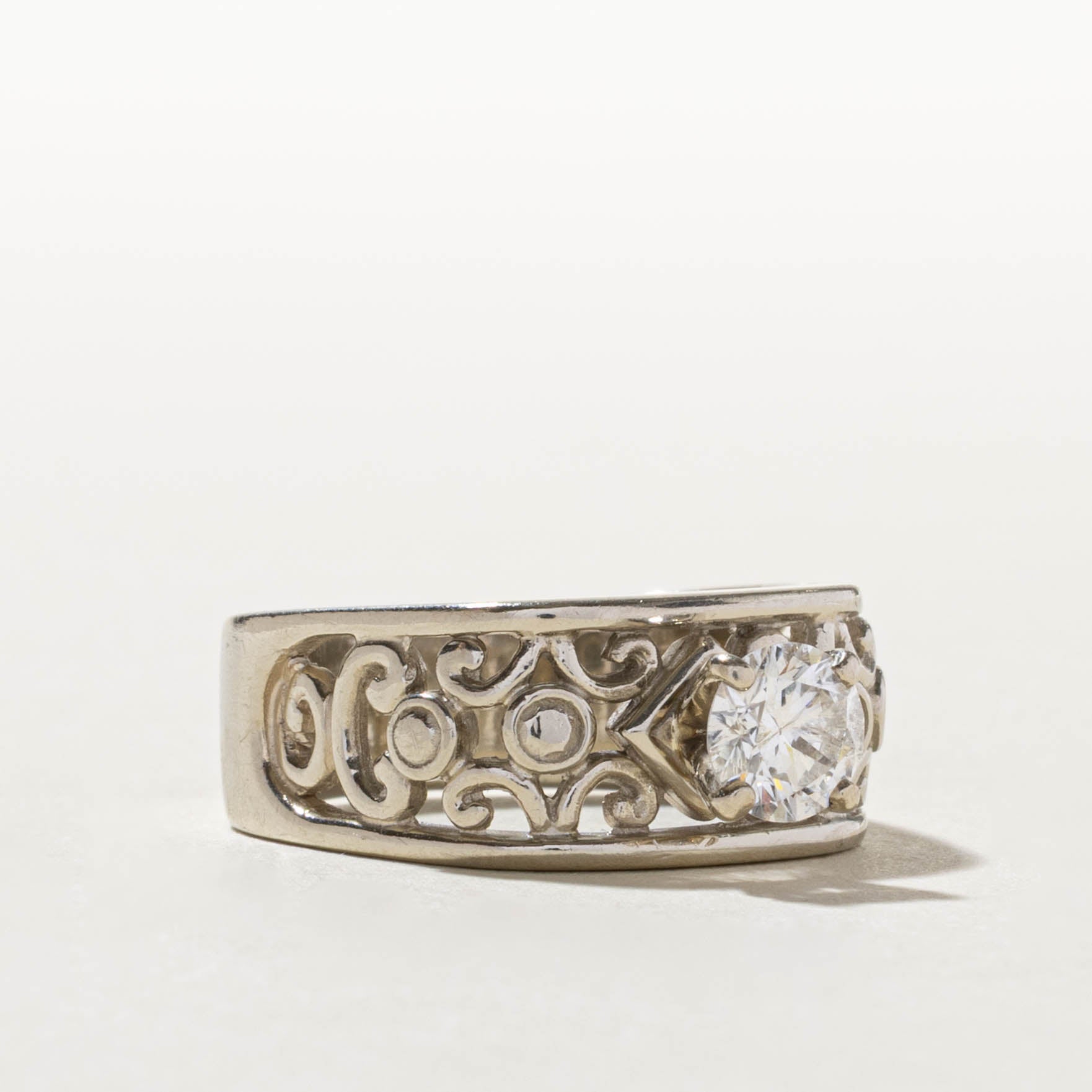 14k Diamond Scrollwork Openwork Ring | 0.76ct I1/I2 I | SZ 7