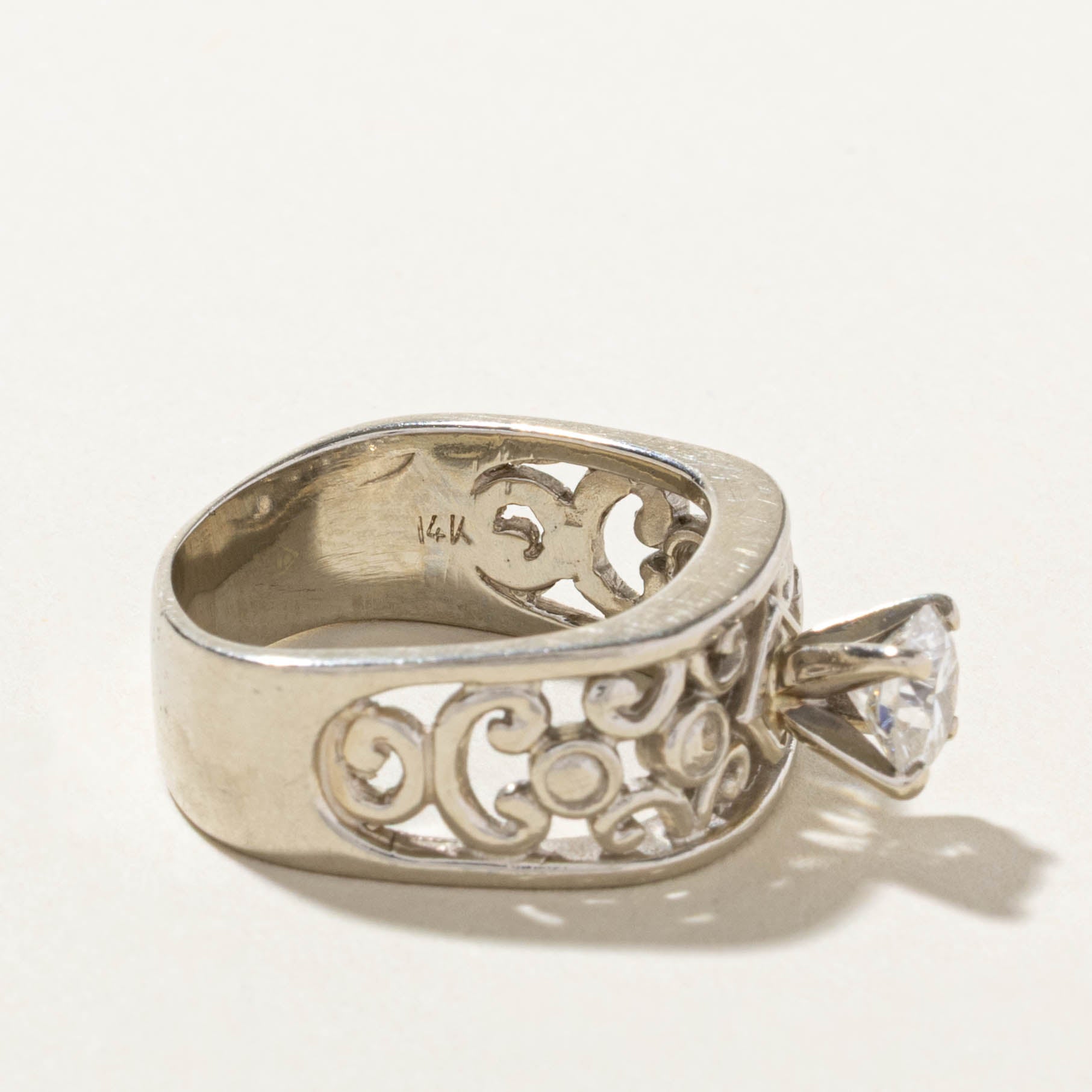 14k Diamond Scrollwork Openwork Ring | 0.76ct I1/I2 I | SZ 7