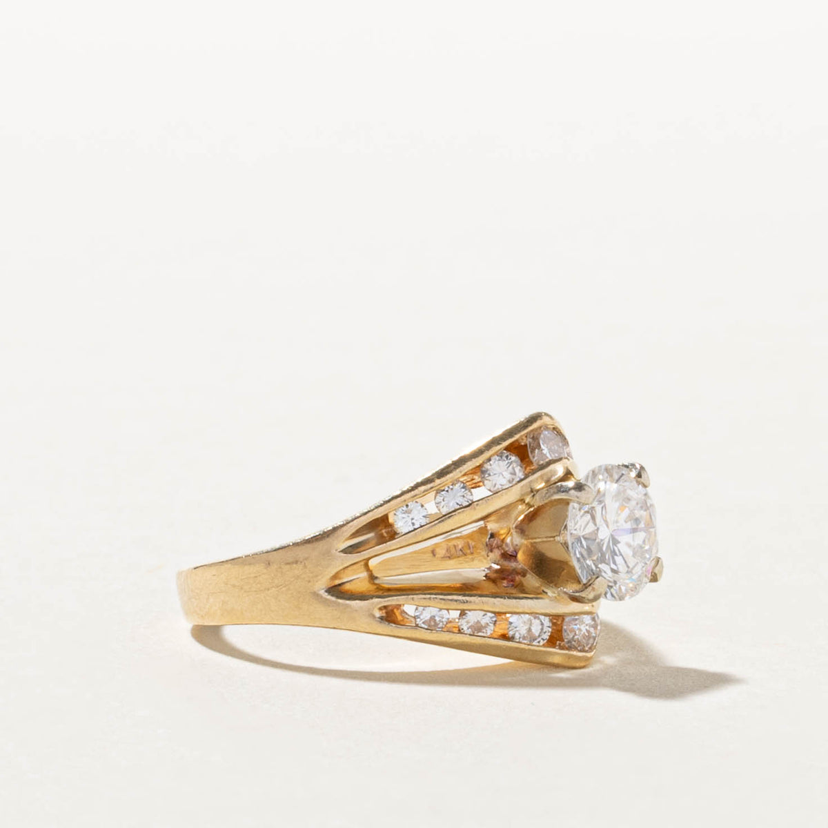 14k GIA Diamond Channel Set Accented Geometric Ring | GIA 0.67ct I1 G, 0.42ctw | SZ 5.5