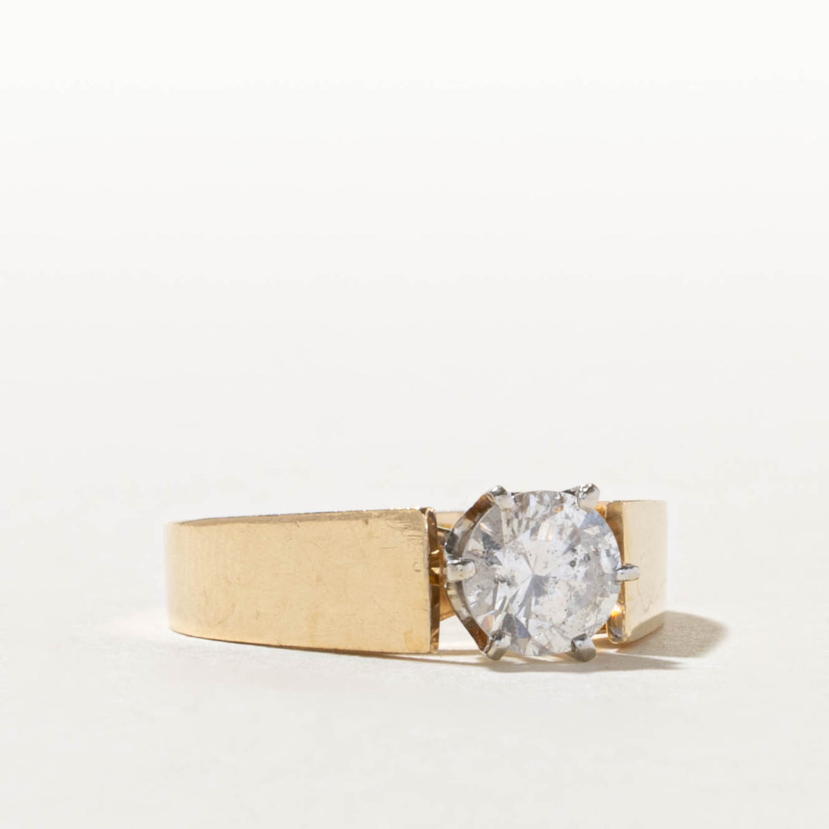 14k Round Brilliant Solitaire Diamond Ring | 1.10ct I2 H | SZ 8.75