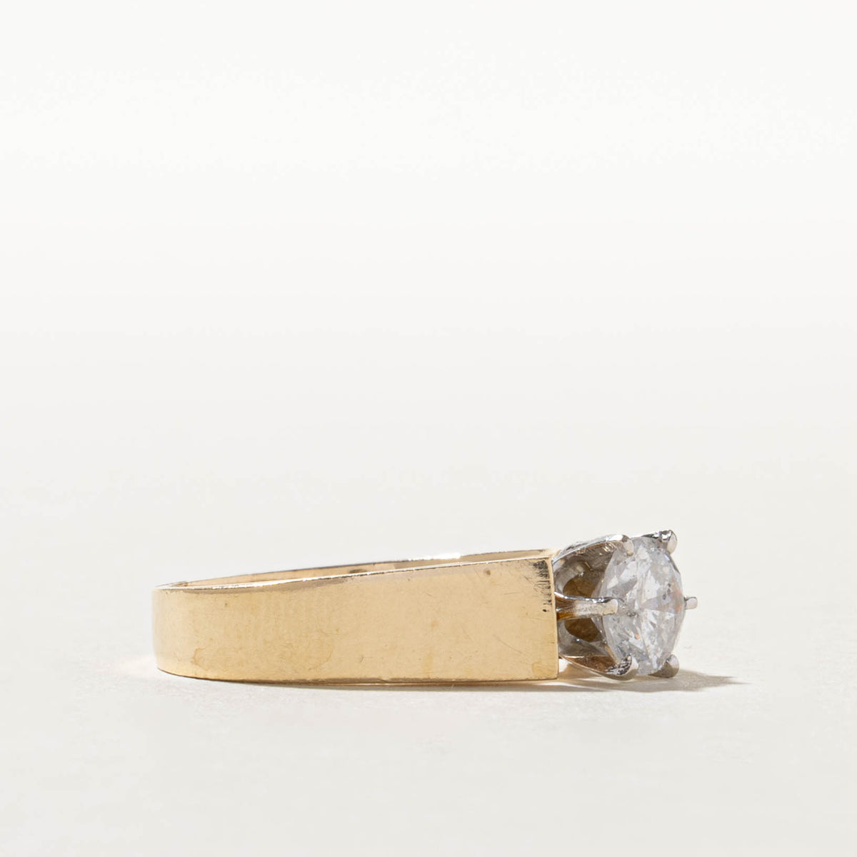 14k Round Brilliant Solitaire Diamond Ring | 1.10ct I2 H | SZ 8.75