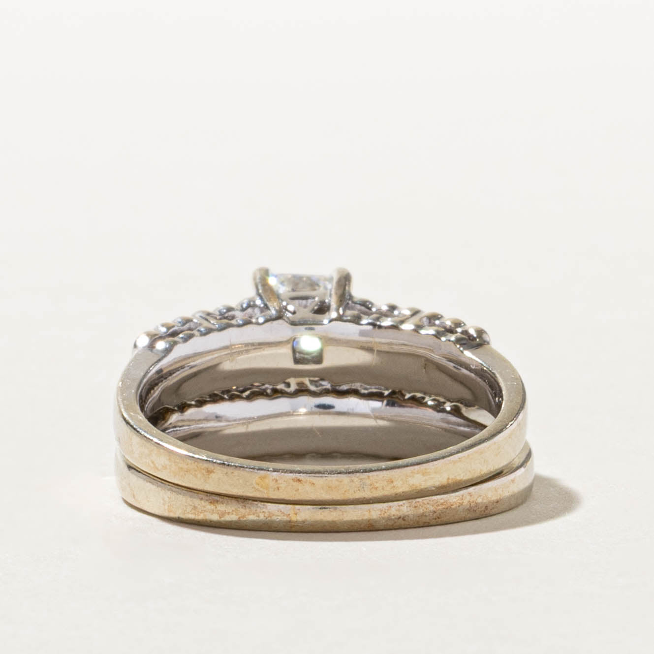 14k Princess Cut Diamond Accented Wedding Ring Set | 0.50ct SI1 G, 0.80ctw | SZ 8.5