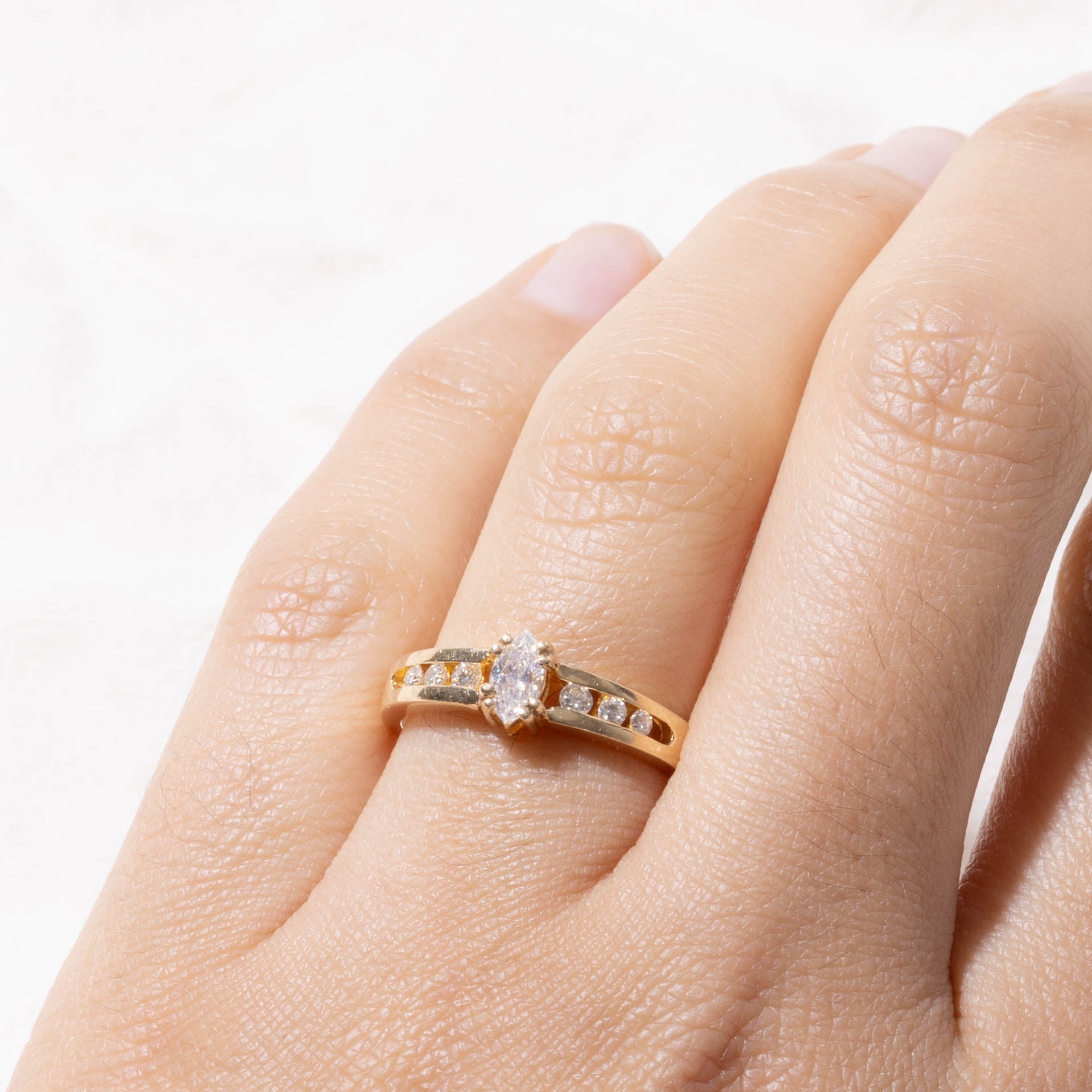 14k Marquise Cut Diamond Accented Ring | 0.37ctw | SZ 6.5