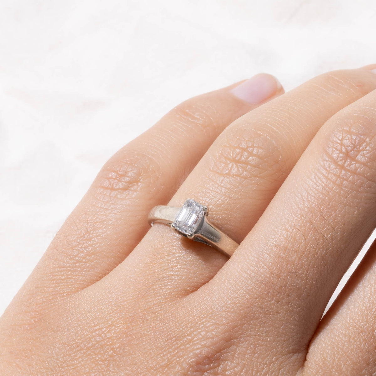 14k Emerald Cut Solitaire Diamond Ring | 0.72ct SI2 F | SZ 6.75