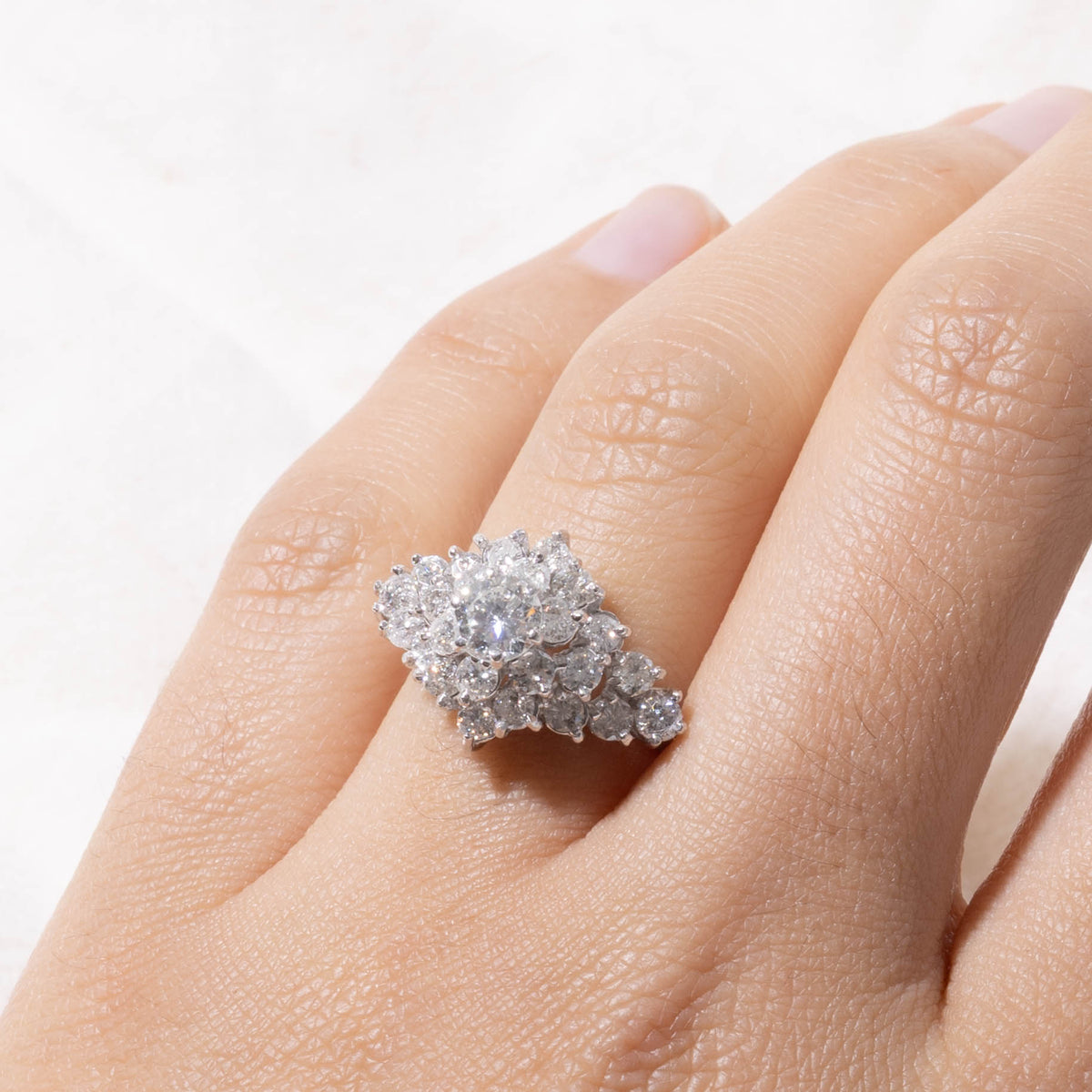 18k Diamond Petal Cluster Ring | 0.55ct I1/I2 E, 1.45ctw | SZ 5.5