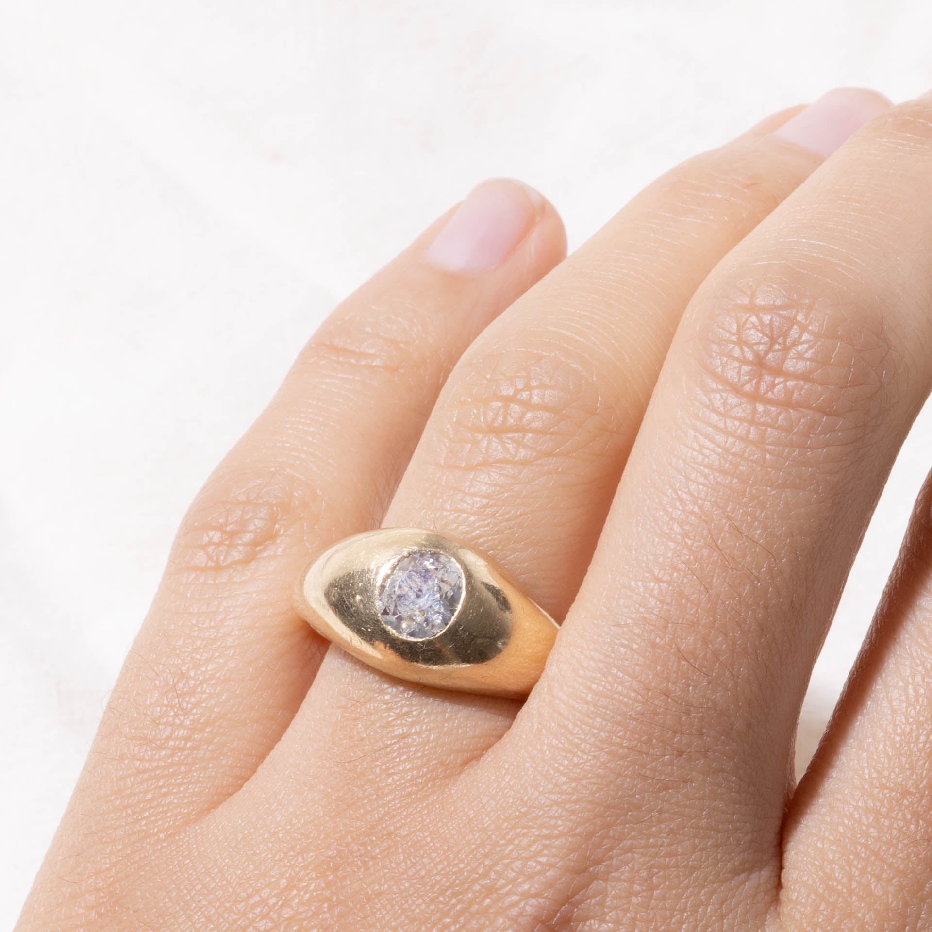 14k Old European Cut Diamond Dome Ring | 0.67ct I1 H | SZ 9.5