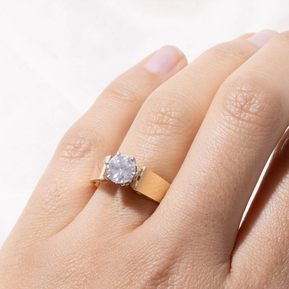 14k Round Brilliant Solitaire Diamond Ring | 1.10ct I2 H | SZ 8.75
