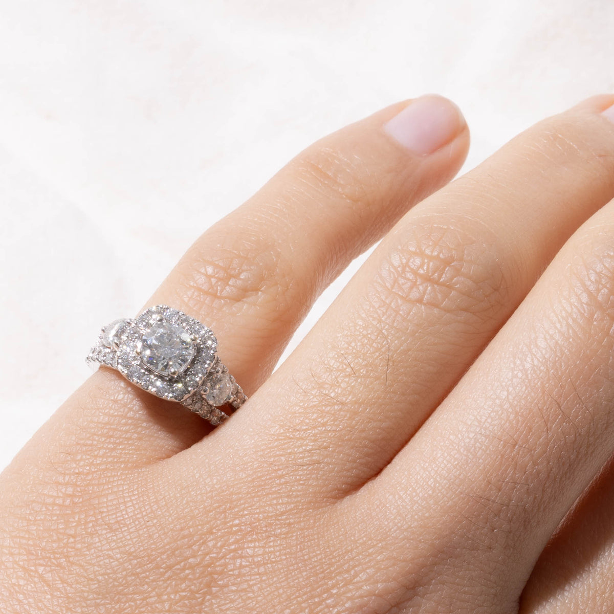 14k Canadian Diamond Halo Accented Ring | 0.63ct I1 F, 1.06ctw | SZ 3.5
