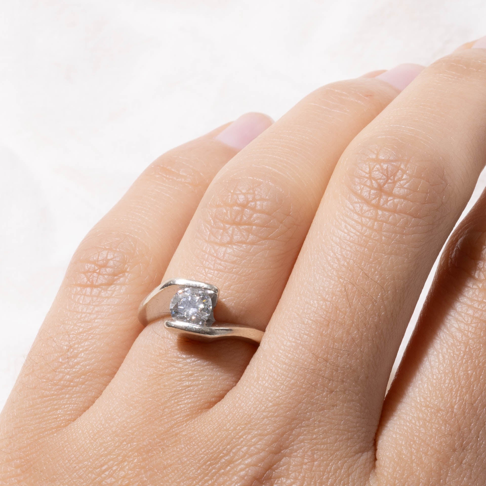 14k GIA Round Brilliant Diamond Bypass Ring | GIA 0.71ct SI1 H Ex | SZ 4.5