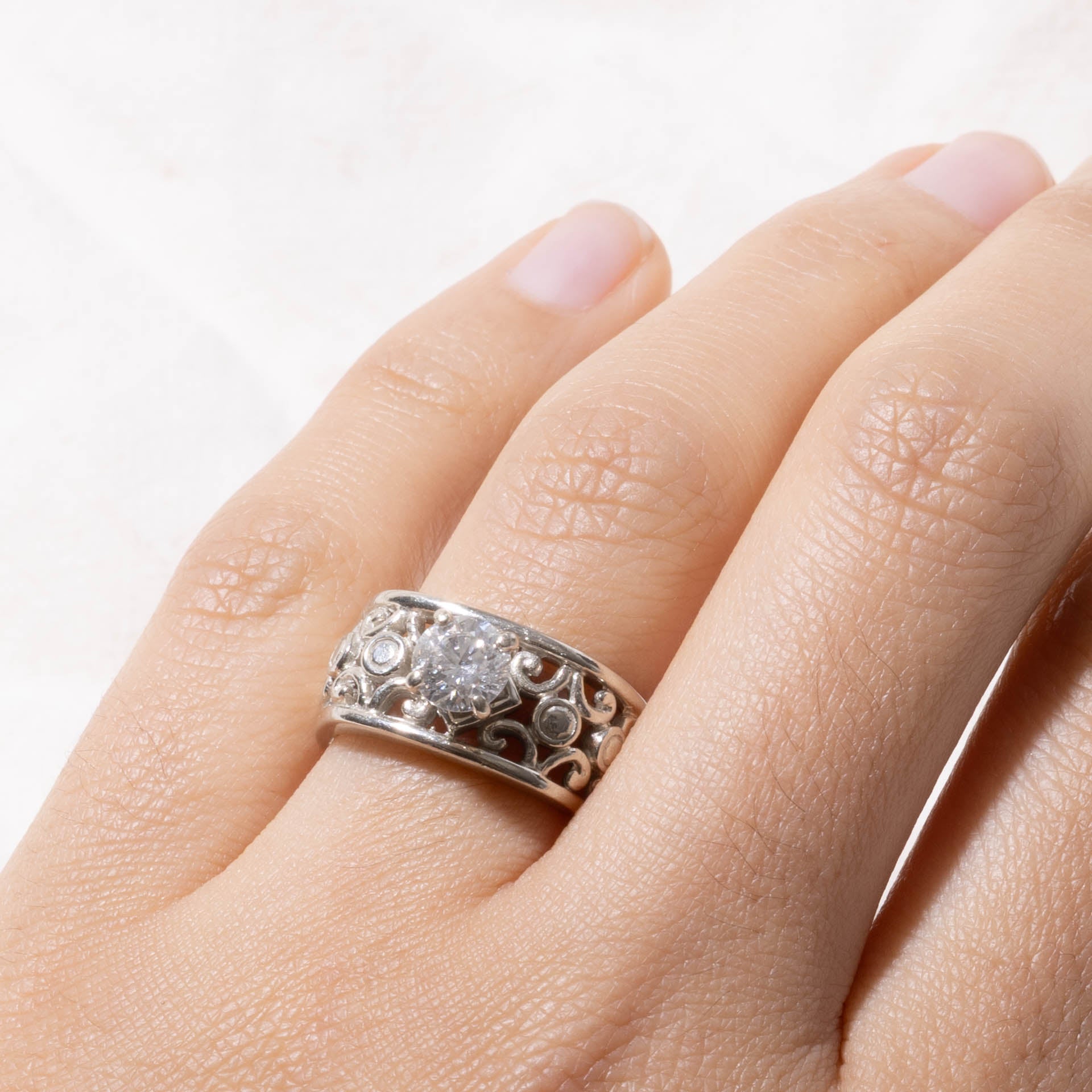 14k Diamond Scrollwork Openwork Ring | 0.76ct I1/I2 I | SZ 7