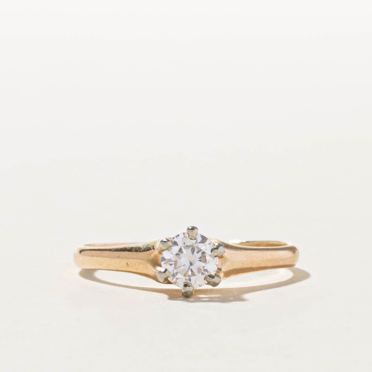 14k Solitaire Six Prong Diamond Ring | 0.44ct SI1/SI2 G/H | SZ 8