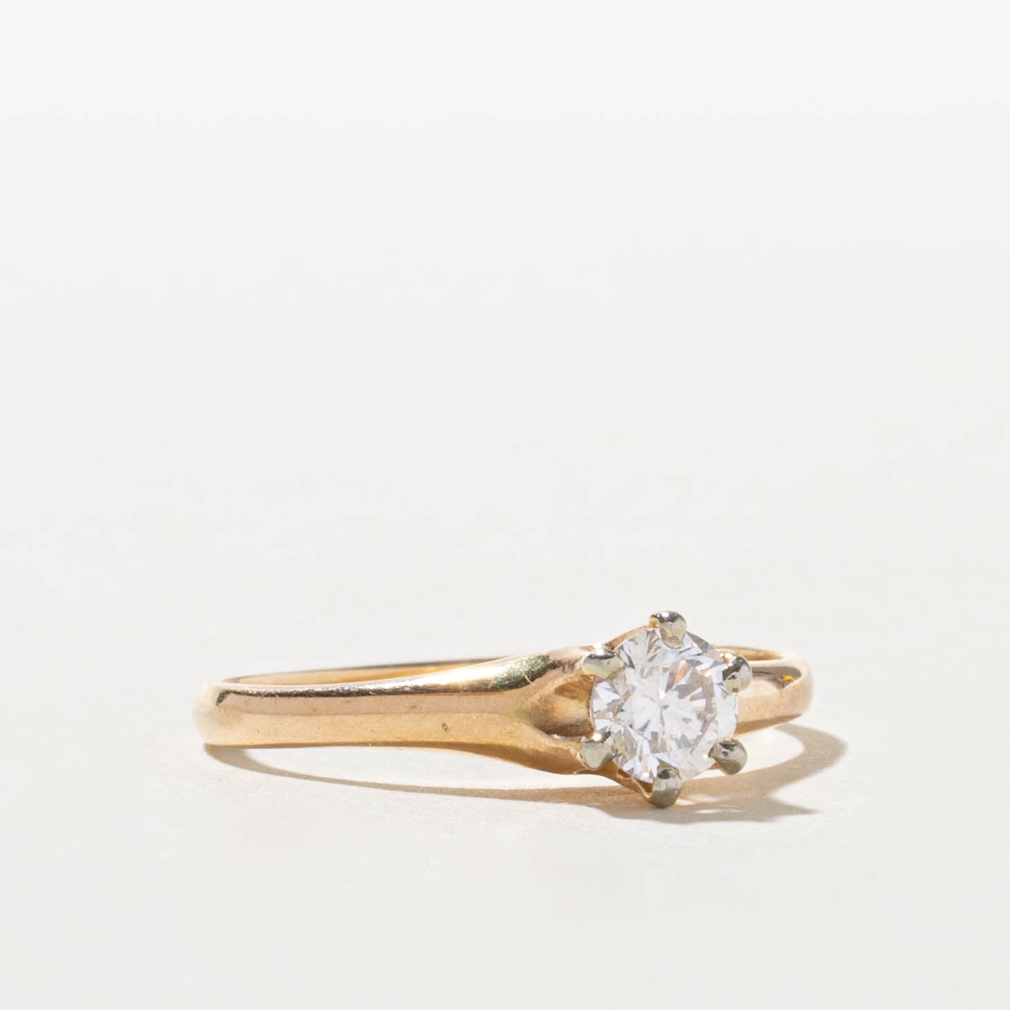 14k Solitaire Six Prong Diamond Ring | 0.44ct SI1/SI2 G/H | SZ 8