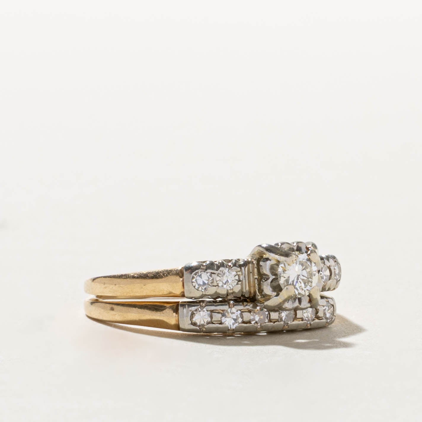 14k Illusion Set Diamond Accented Wedding Ring Set | 0.40ctw | SZ 8.25
