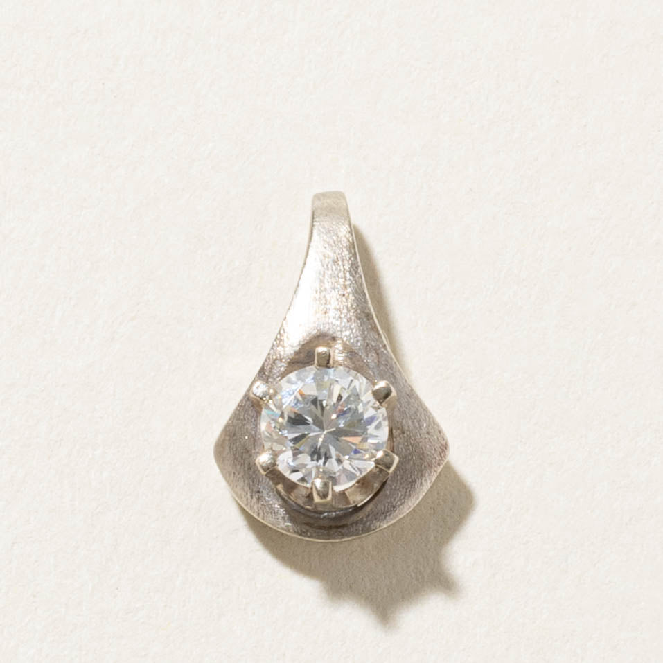 14k Solitaire Diamond Geometric Pendant | 0.46ct VS1/VS2 G/H