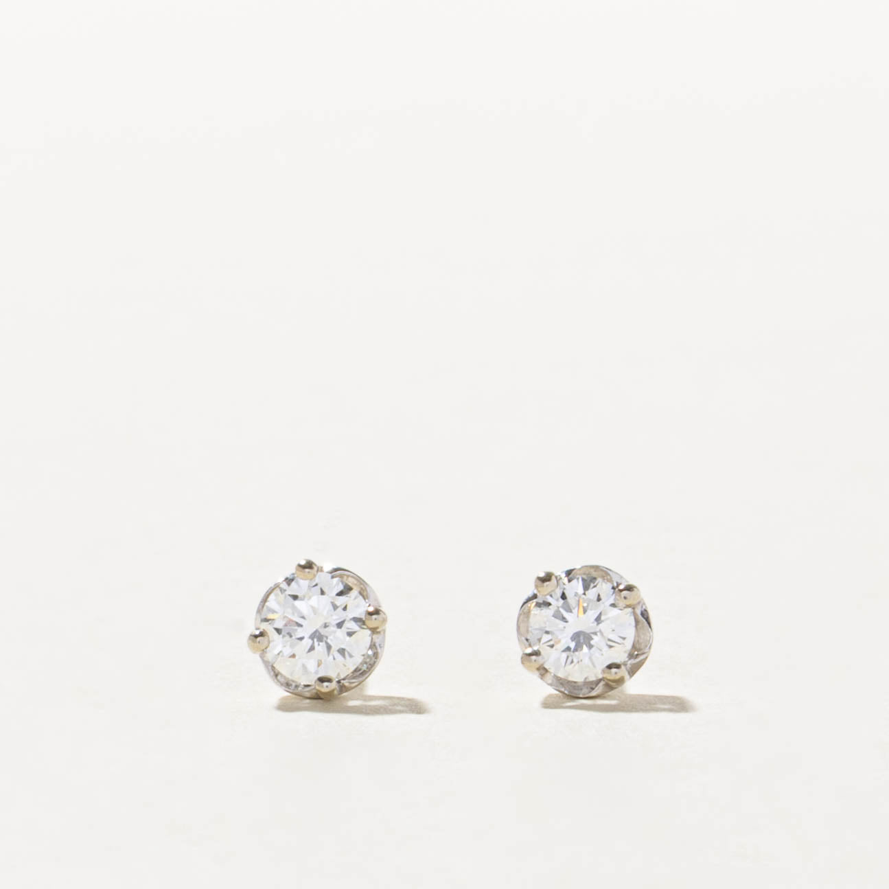 18k Solitaire Diamond Stud Earrings | 0.44ctw SI1/SI2 G/H