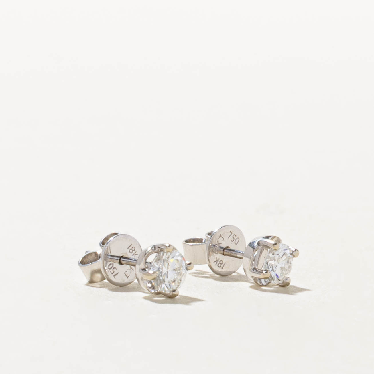 18k Solitaire Diamond Stud Earrings | 0.44ctw SI1/SI2 G/H