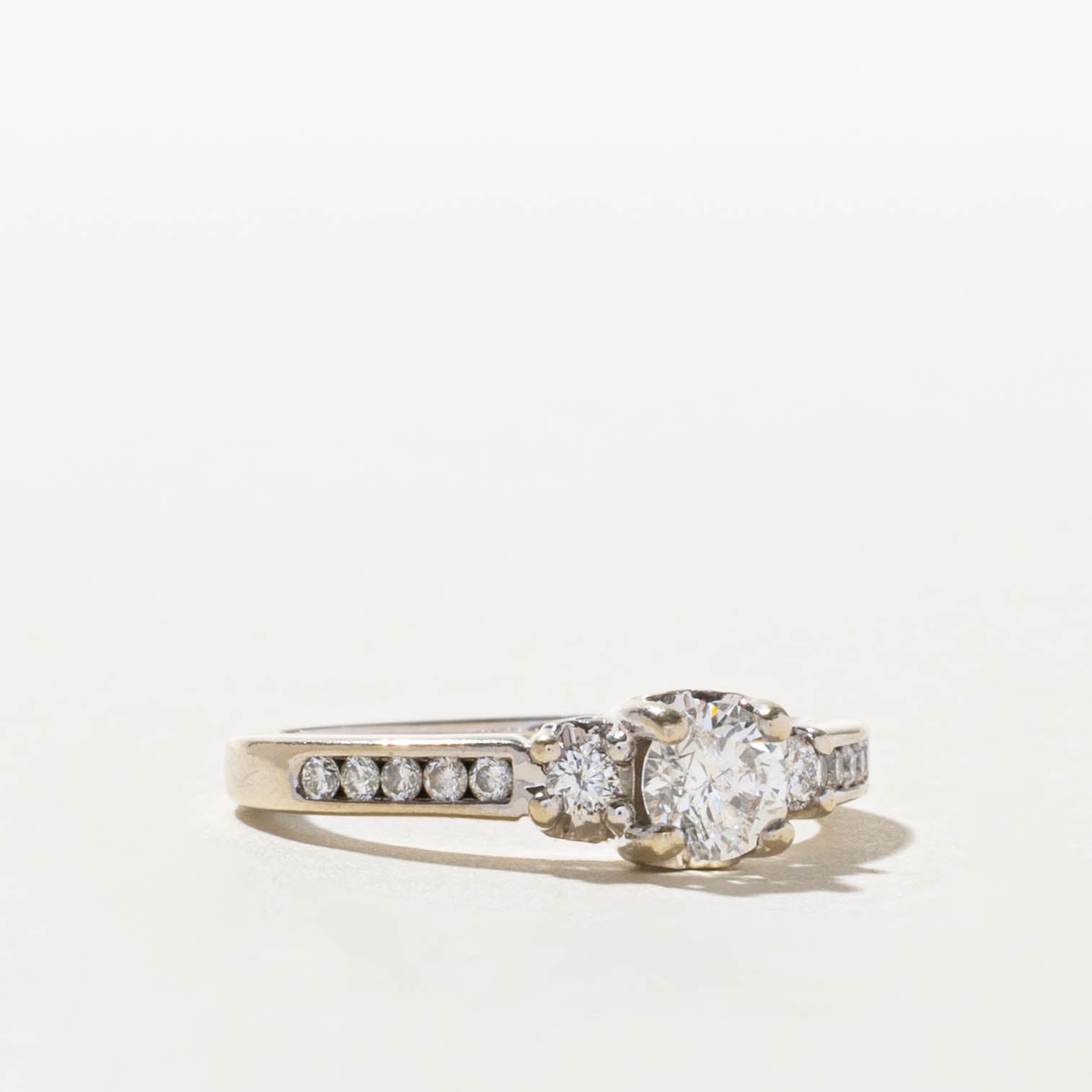 14k Three Stone Diamond Accented Ring | 0.47ct I1 G, 0.21ctw | SZ 6.75
