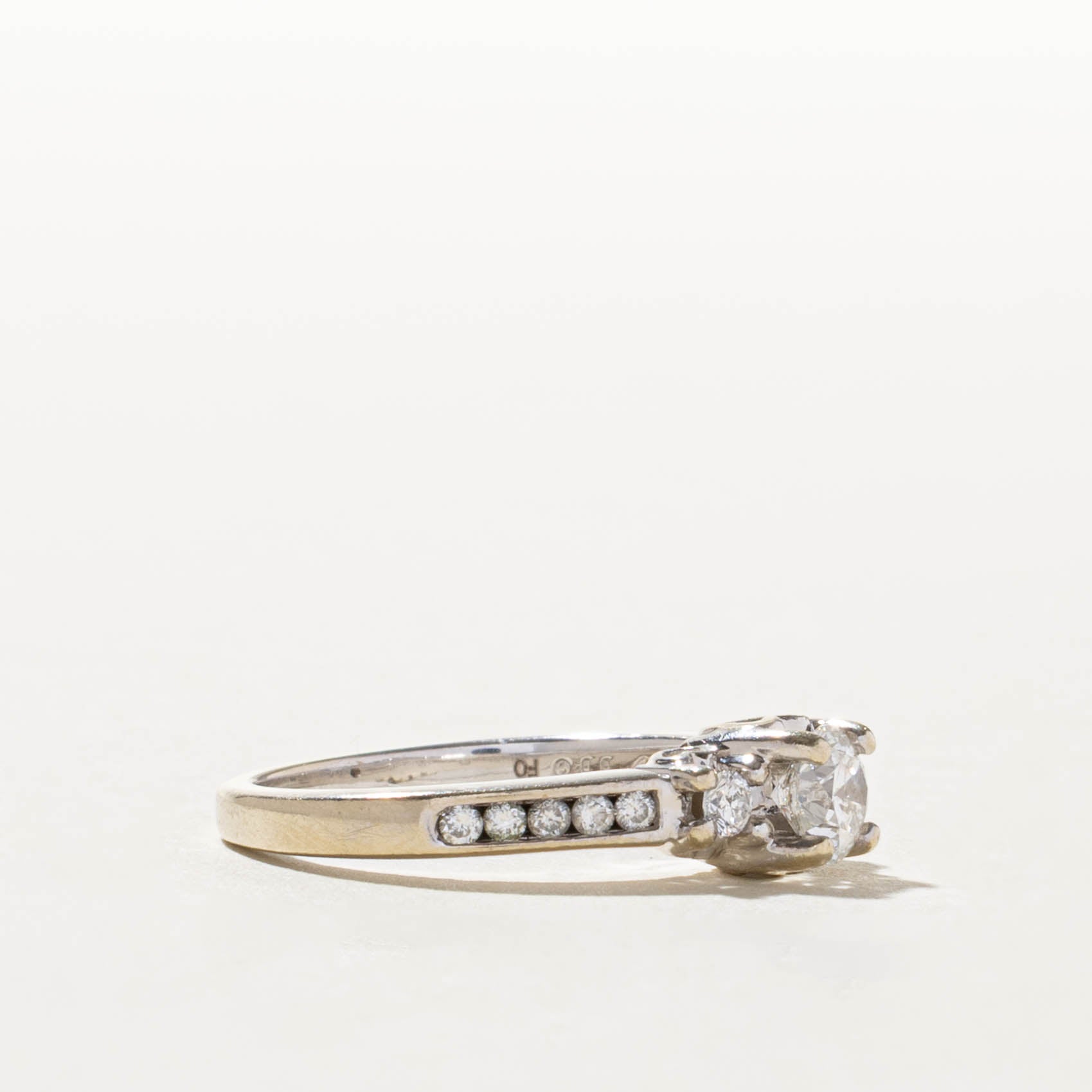 14k Three Stone Diamond Accented Ring | 0.47ct I1 G, 0.21ctw | SZ 6.75