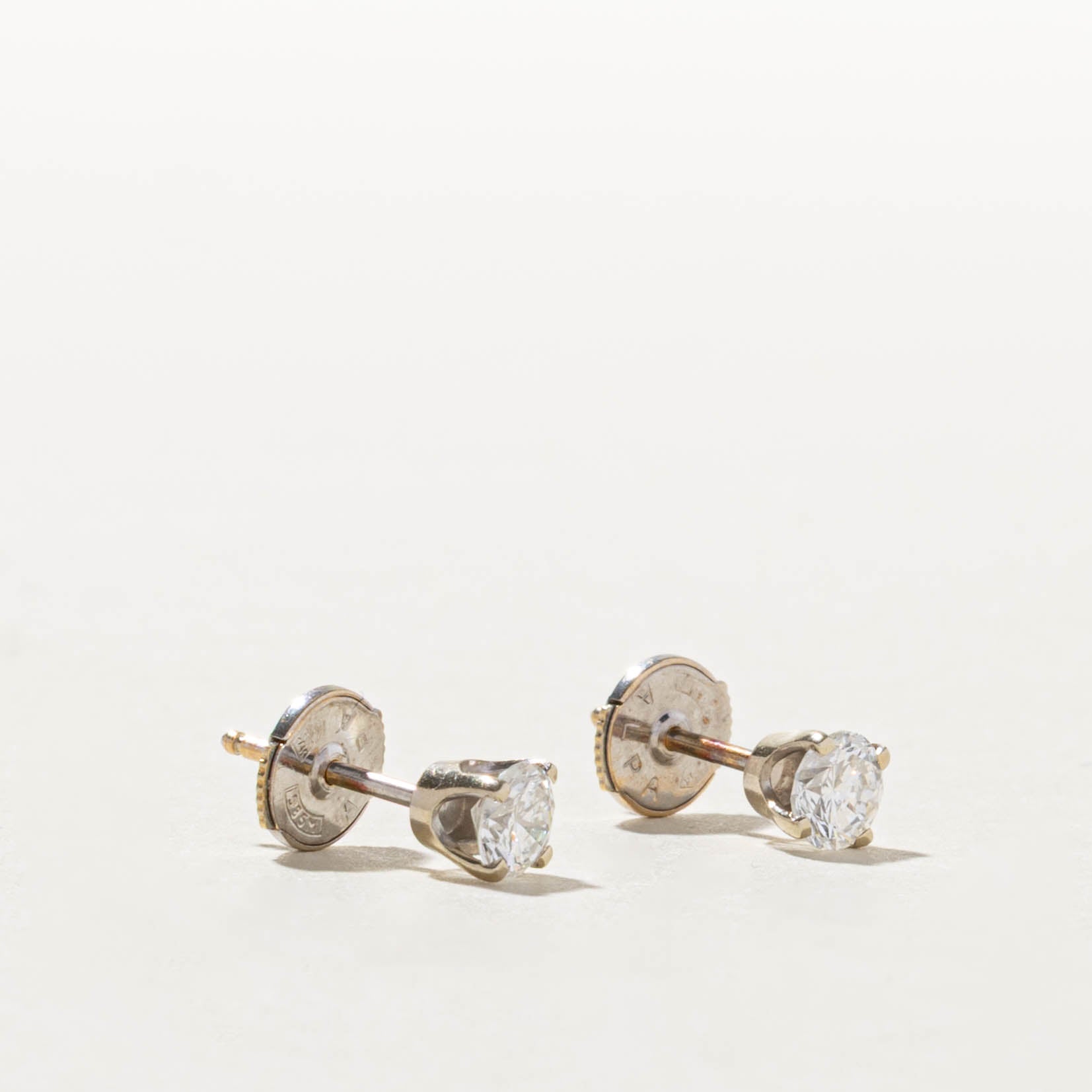 14k Solitaire Diamond Stud Earrings | 0.52ctw SI1/SI2 J