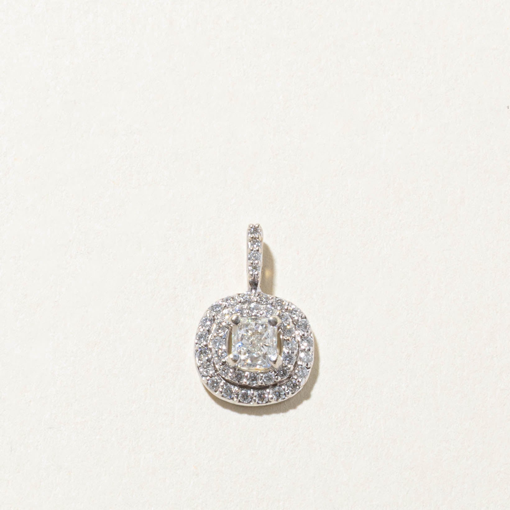 14k Diamond Double Halo Pendant | 0.59ctw