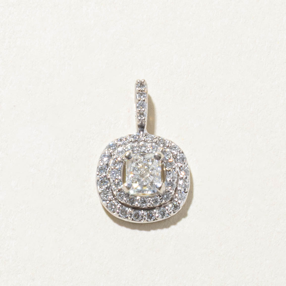 14k Diamond Double Halo Pendant | 0.59ctw