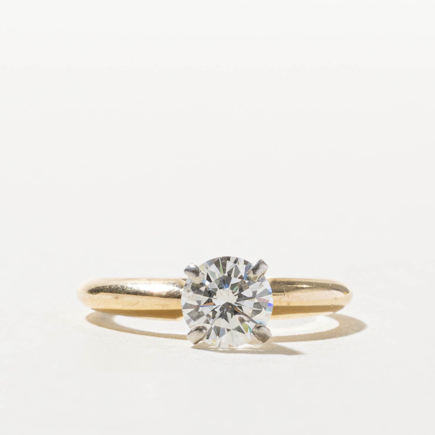 14k Round Brilliant Solitaire Diamond Ring | 0.88ct I1 G/H | SZ 5.75