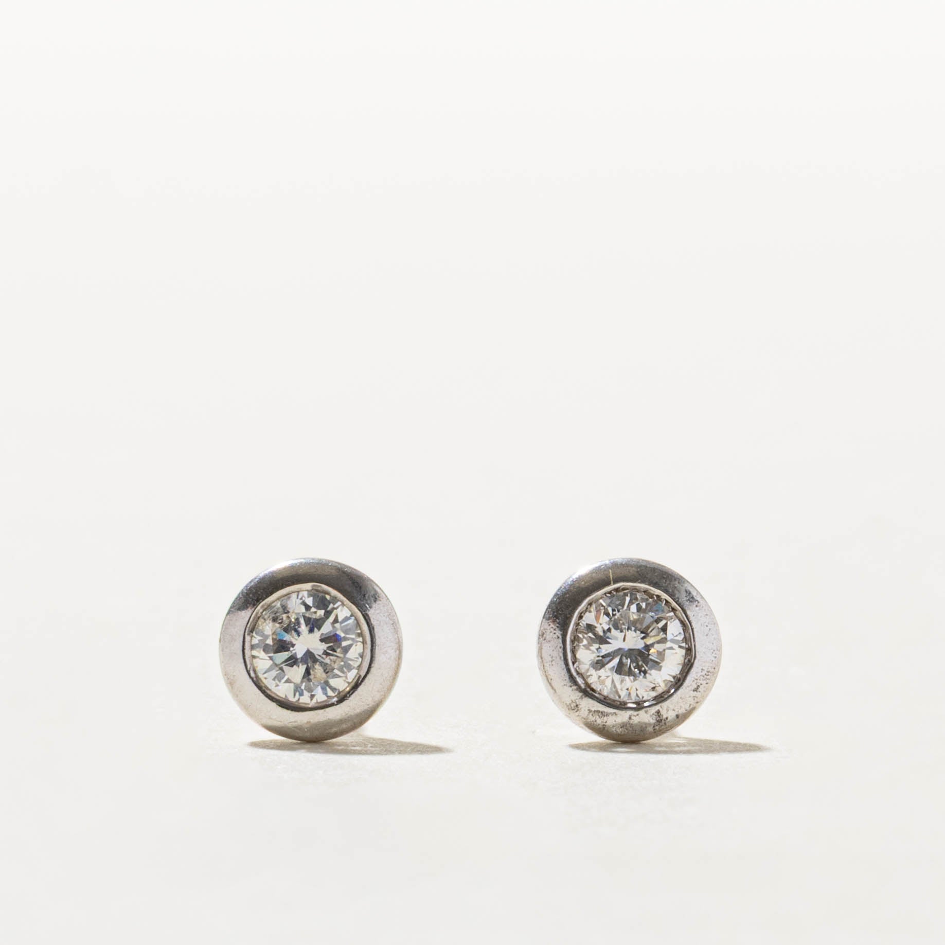 18k Bezel Set Diamond Stud Earrings | 0.54ctw SI2 I/J