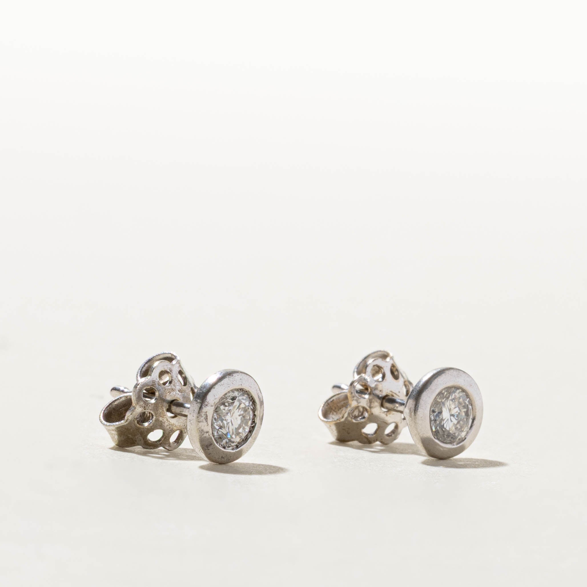 18k Bezel Set Diamond Stud Earrings | 0.54ctw SI2 I/J