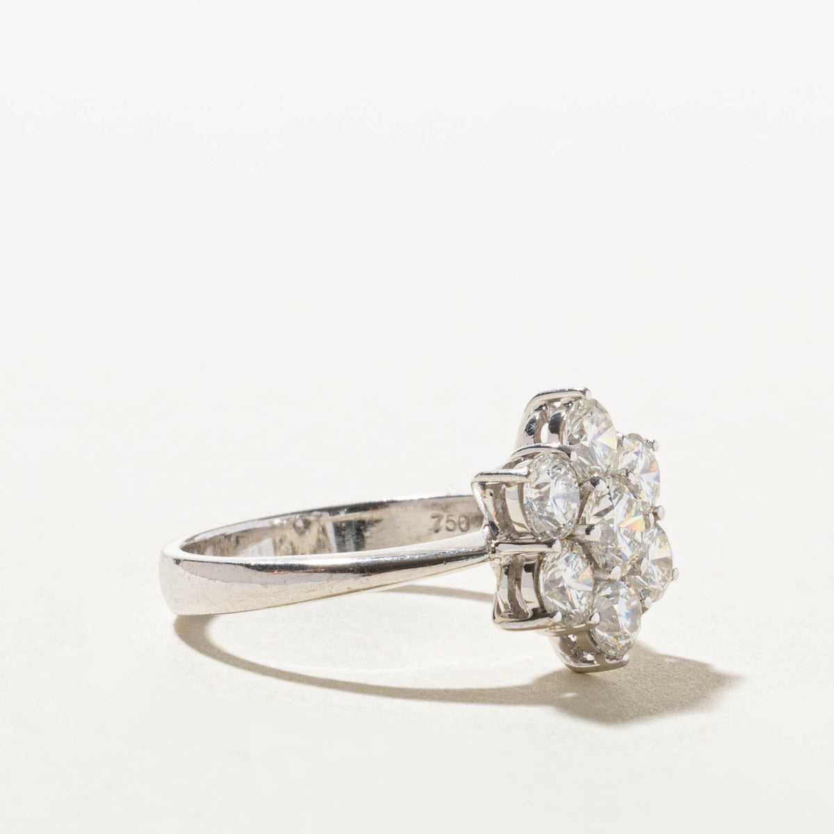 18k Diamond Floral Cluster Ring | 1.38ctw | SZ 6