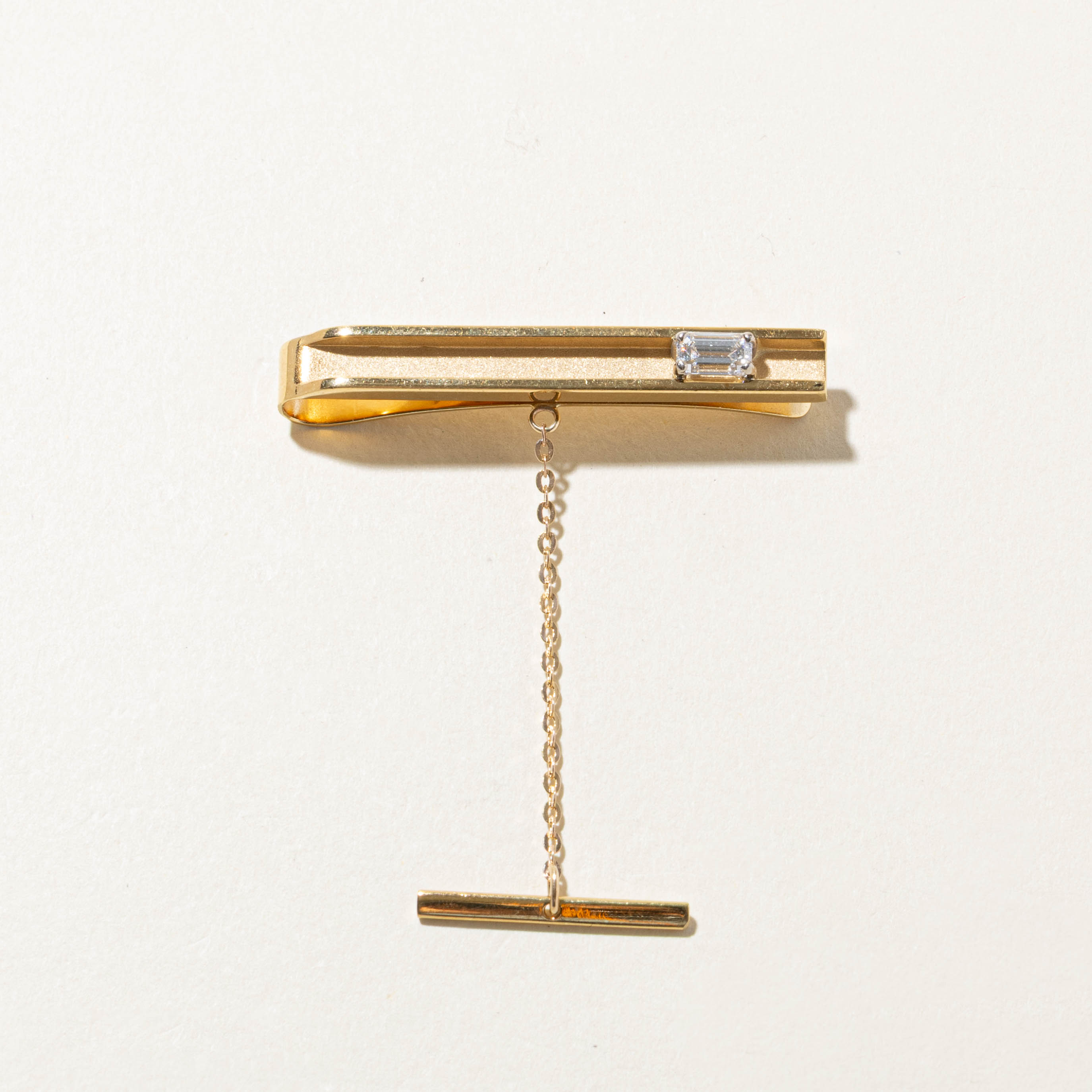 18k Emerald Cut Diamond Tie Bar | 0.55ct SI1 G/H