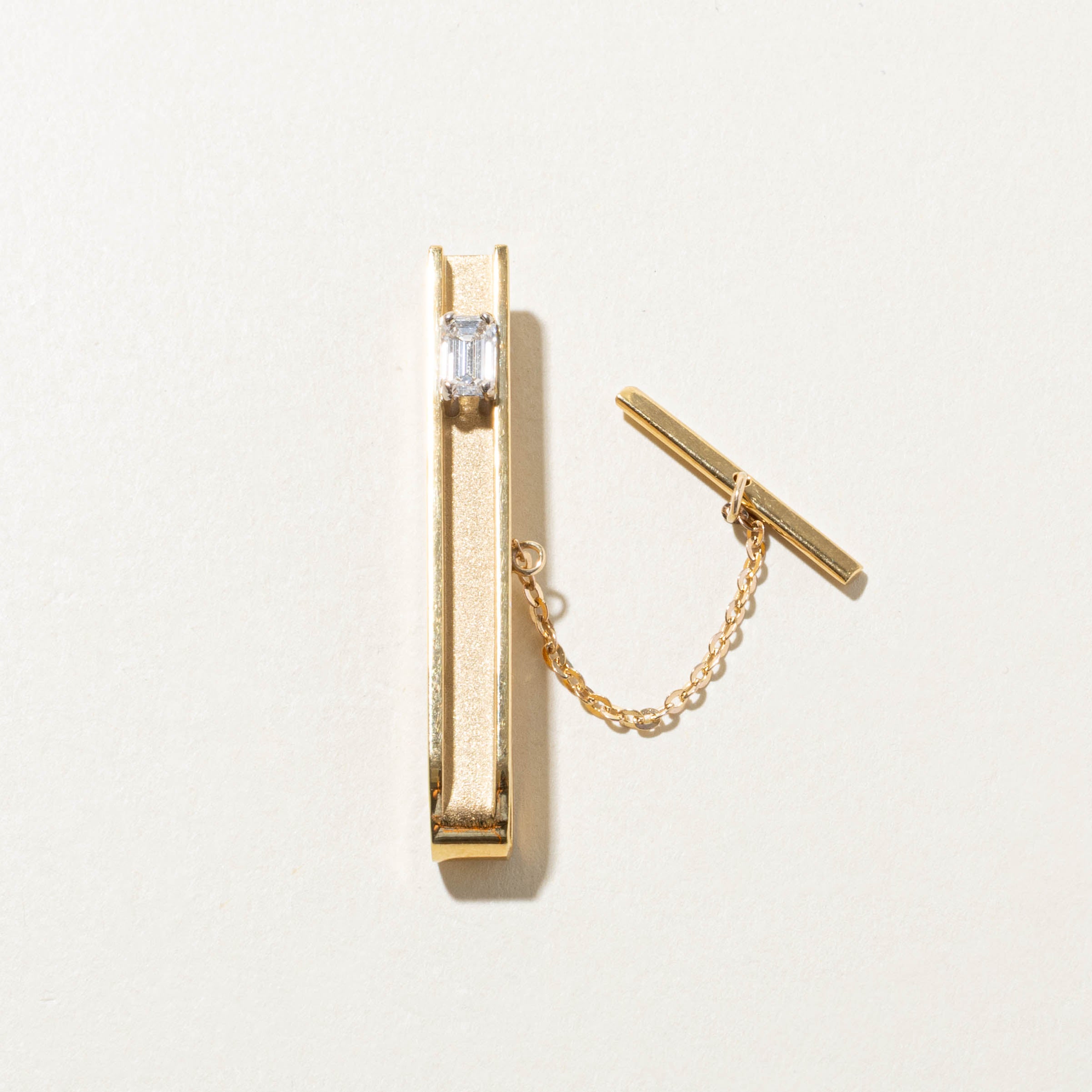 18k Emerald Cut Diamond Tie Bar | 0.55ct SI1 G/H