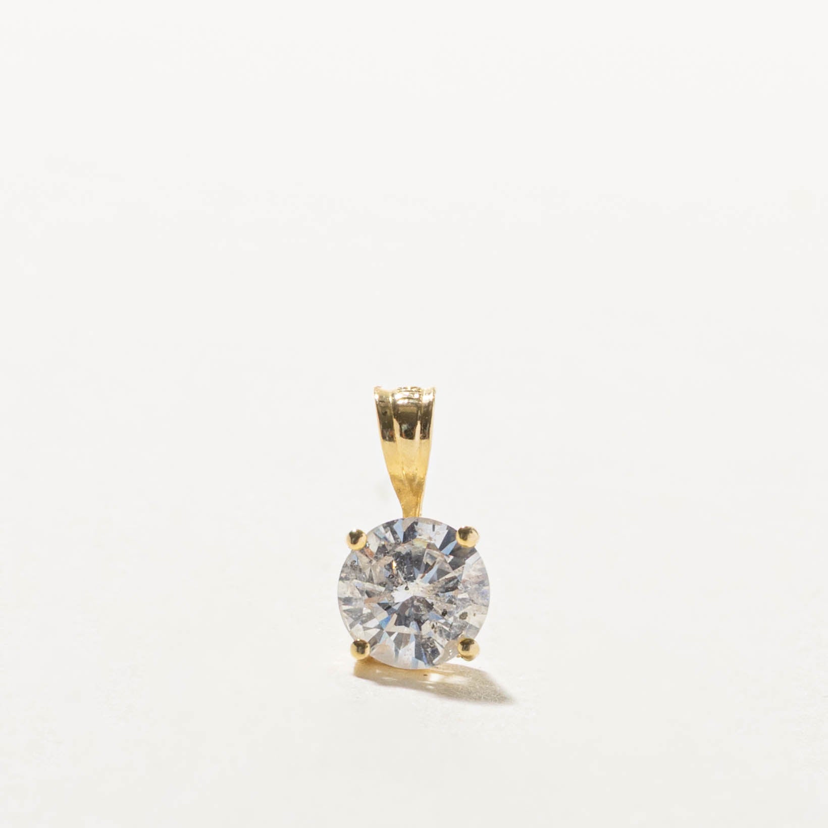 14k Solitaire Diamond Pendant | 1.12ct I2 G