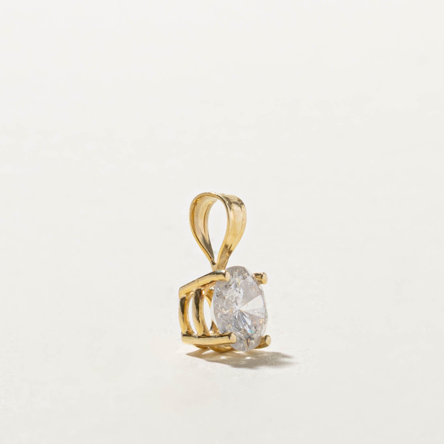 14k Solitaire Diamond Pendant | 1.12ct I2 G