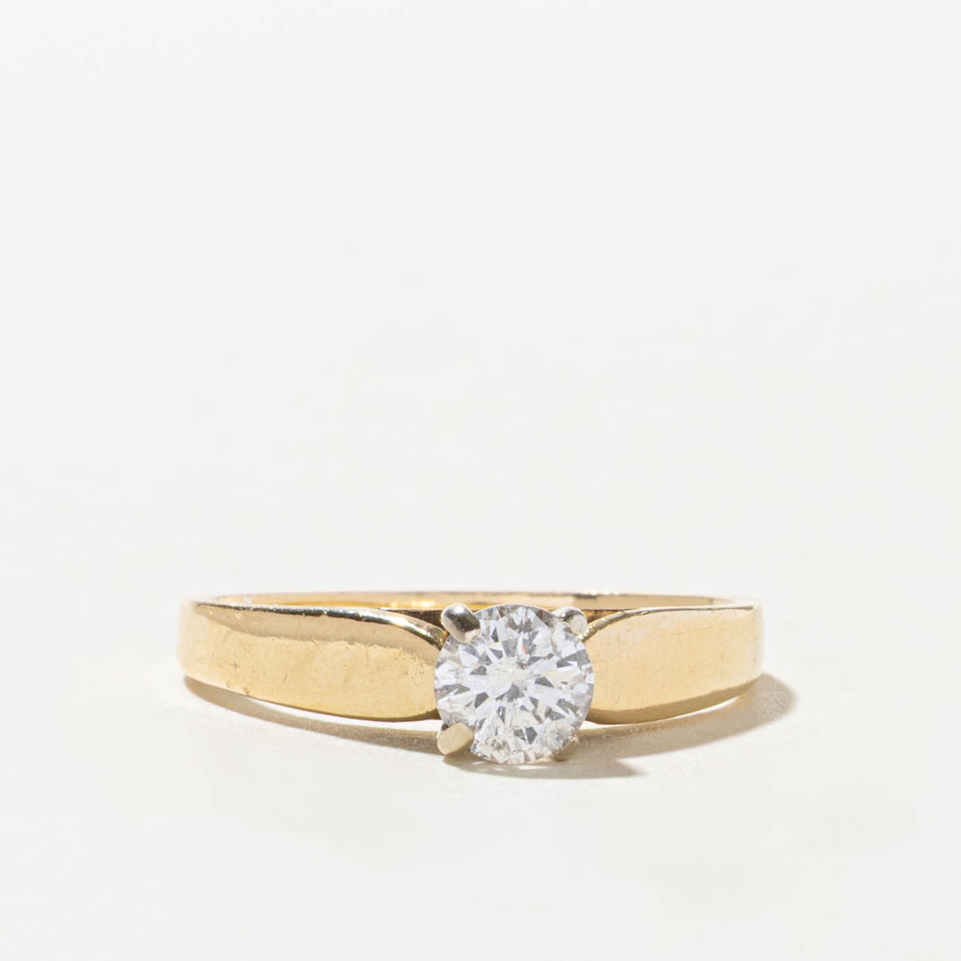 14k Solitaire Diamond Reverse Tapered Ring | 0.45ct I1 H | SZ 5