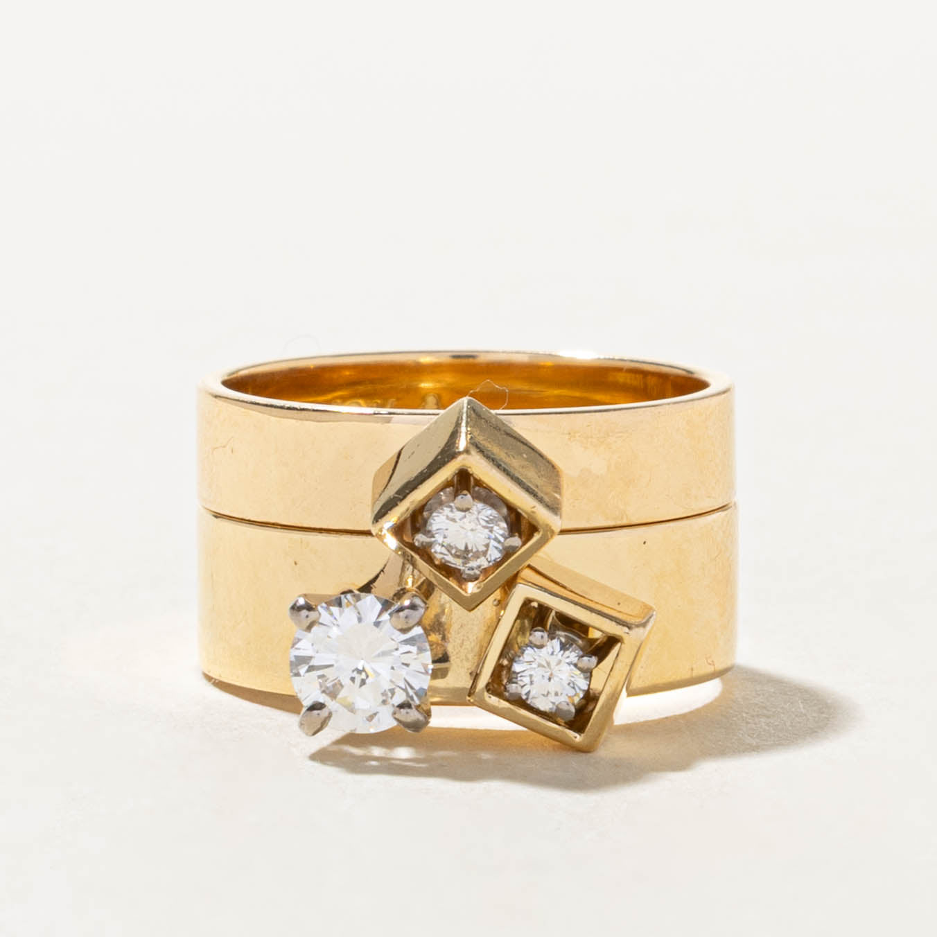 'Cavelti' 18k Three Stone Diamond Geometric Soldered Band | 0.55ctw | SZ 6.5