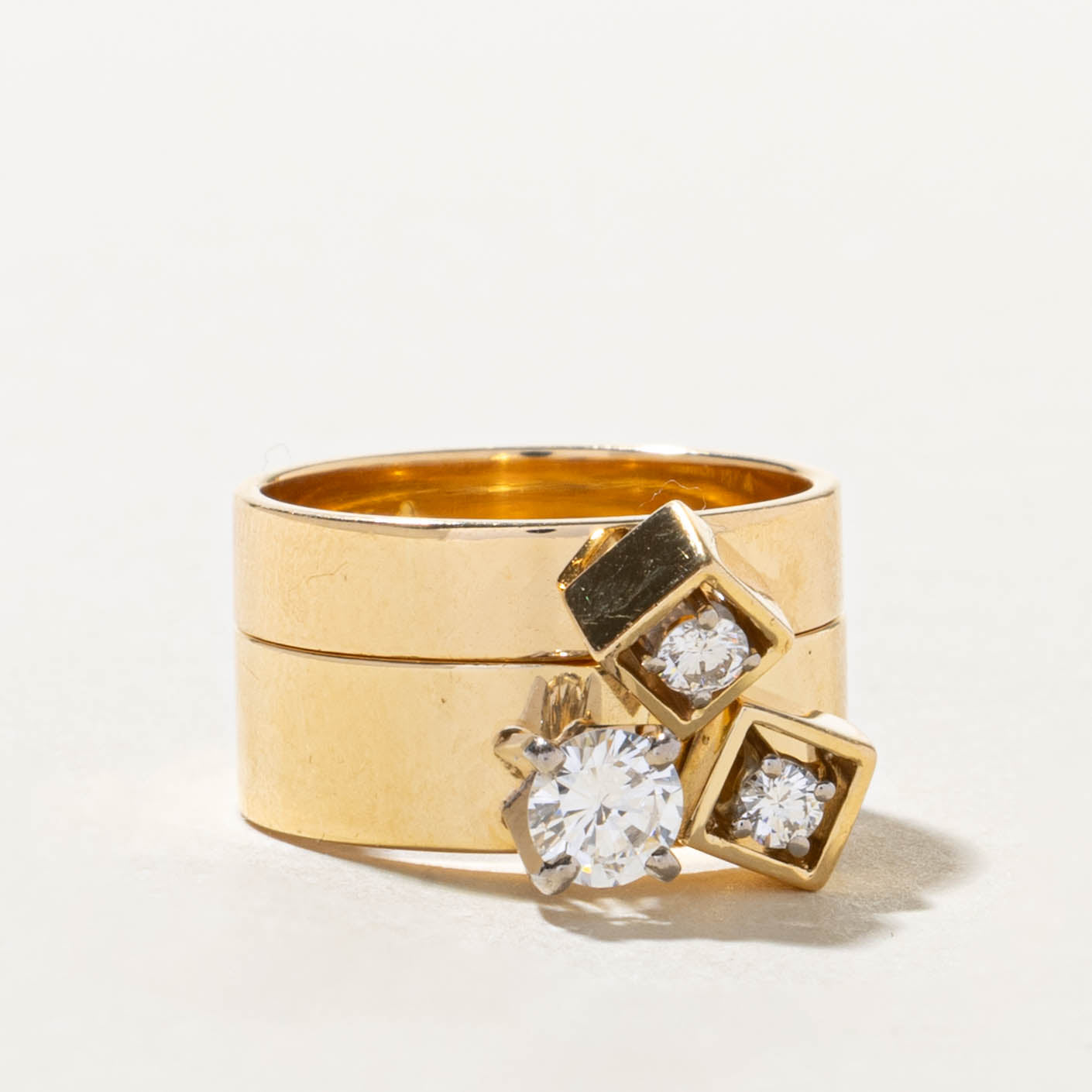 'Cavelti' 18k Three Stone Diamond Geometric Soldered Band | 0.55ctw | SZ 6.5