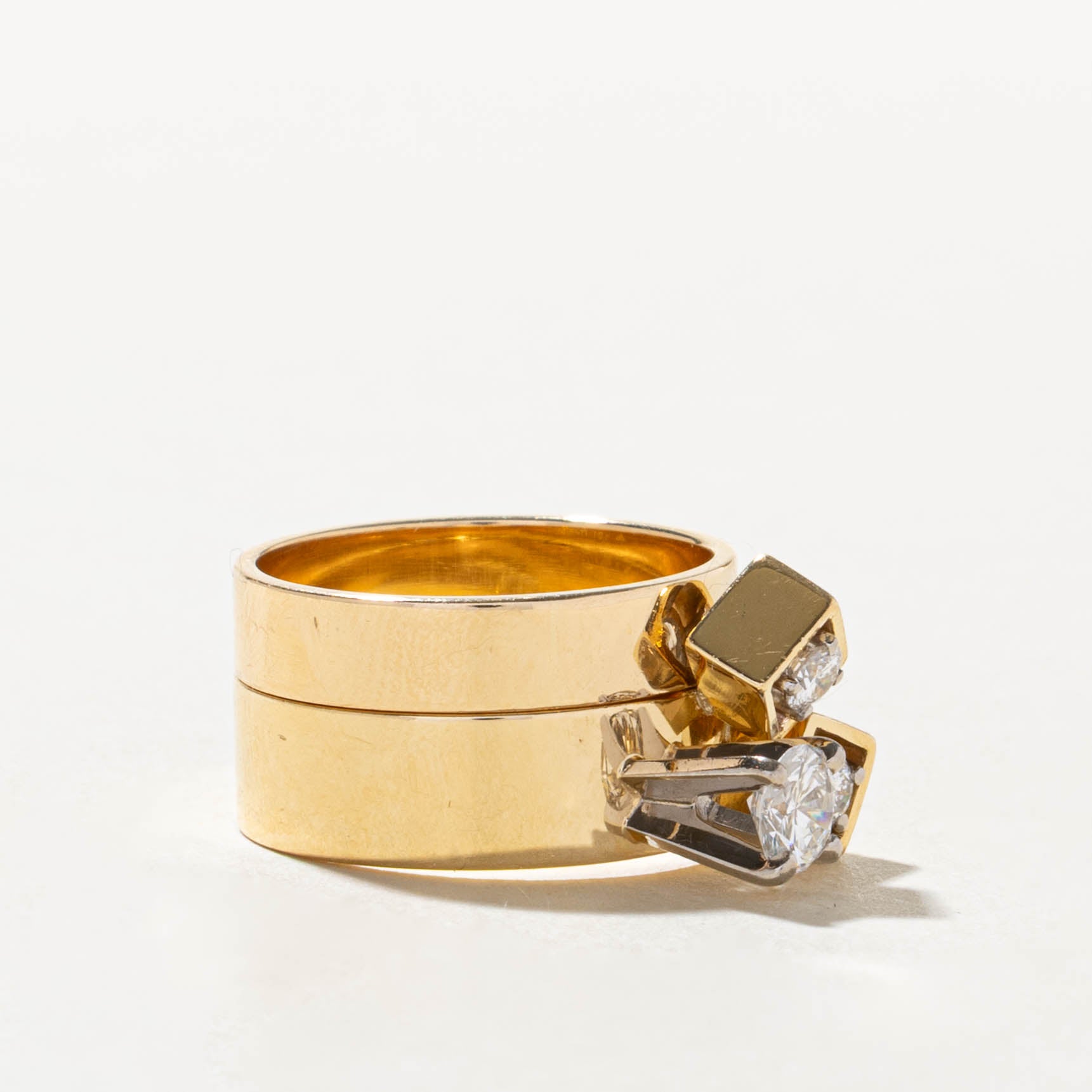 'Cavelti' 18k Three Stone Diamond Geometric Soldered Band | 0.55ctw | SZ 6.5