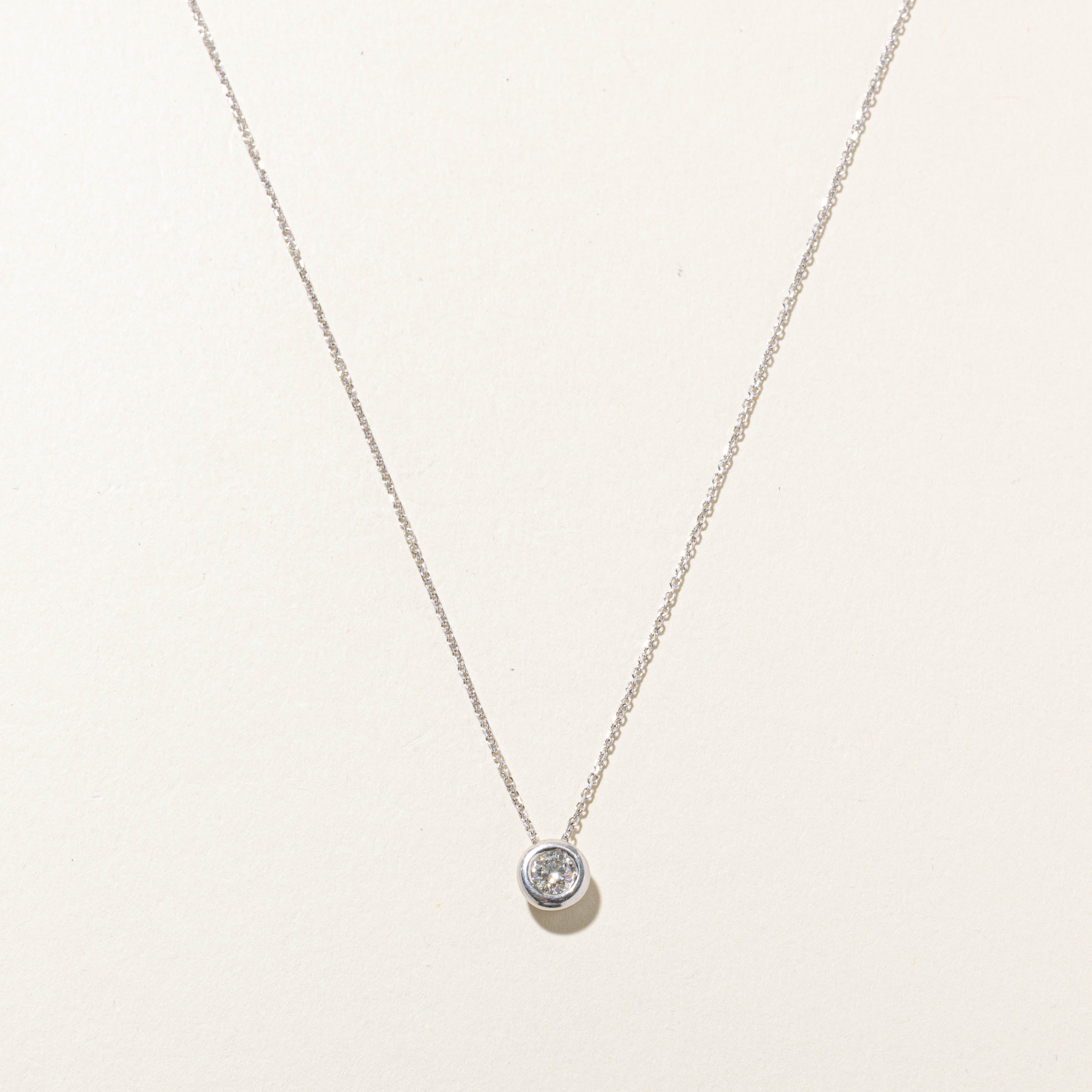 Bezel Set Solitaire Diamond Pendant Necklace | 0.37ct SI2 G/H | 20"