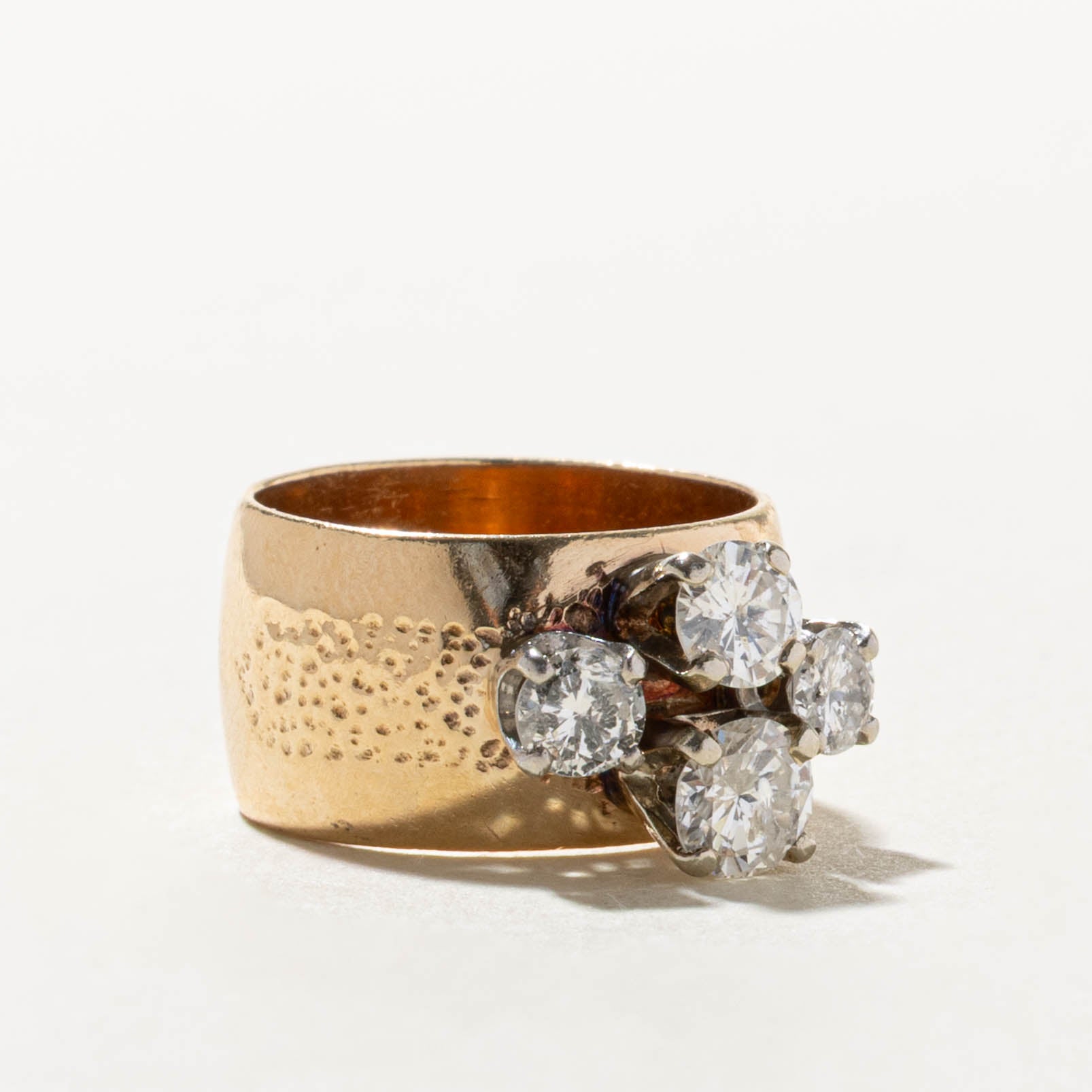10k Four Stone Diamond Textured Band | 1.25ctw | SZ 4.75