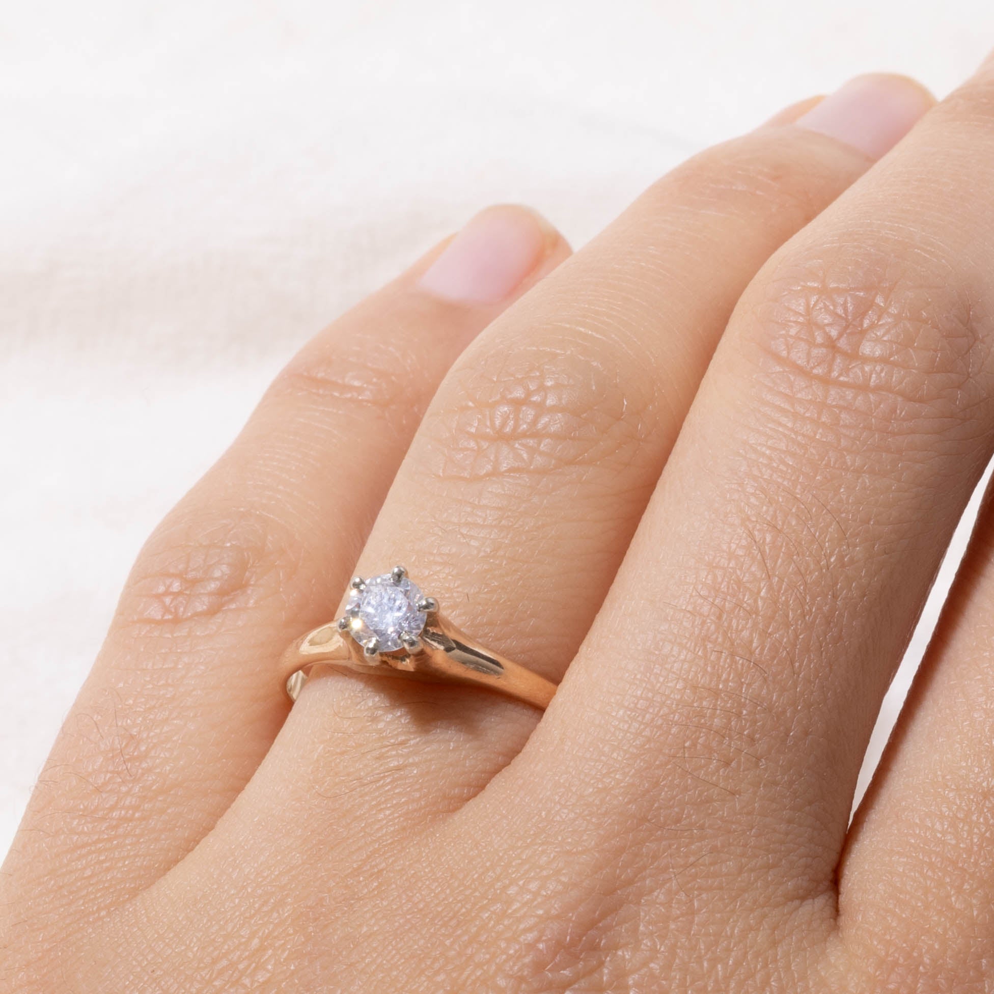 14k Solitaire Six Prong Diamond Ring | 0.44ct SI1/SI2 G/H | SZ 8