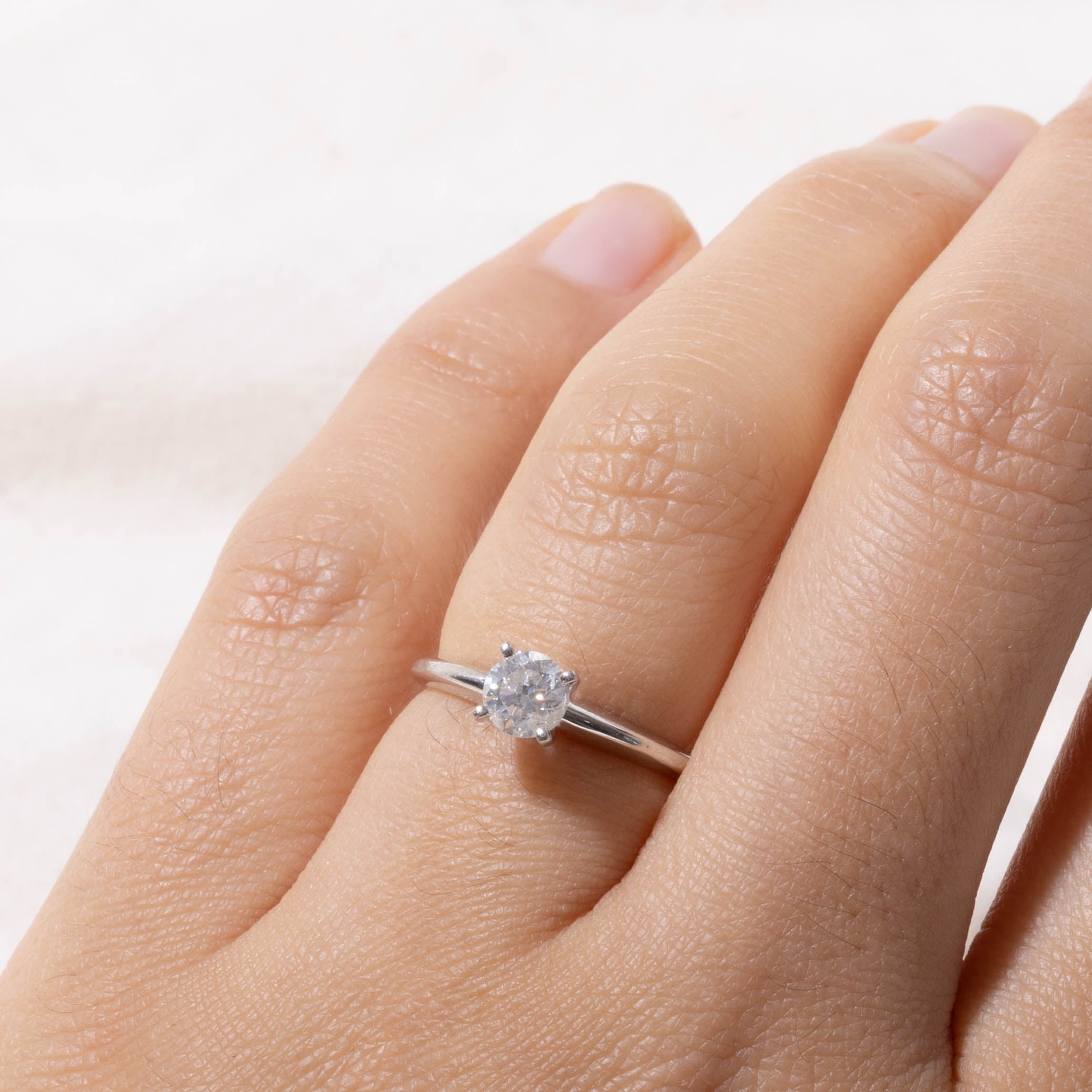 14k Solitaire High Set Diamond Ring | 0.45ct I2 I/J | SZ 4