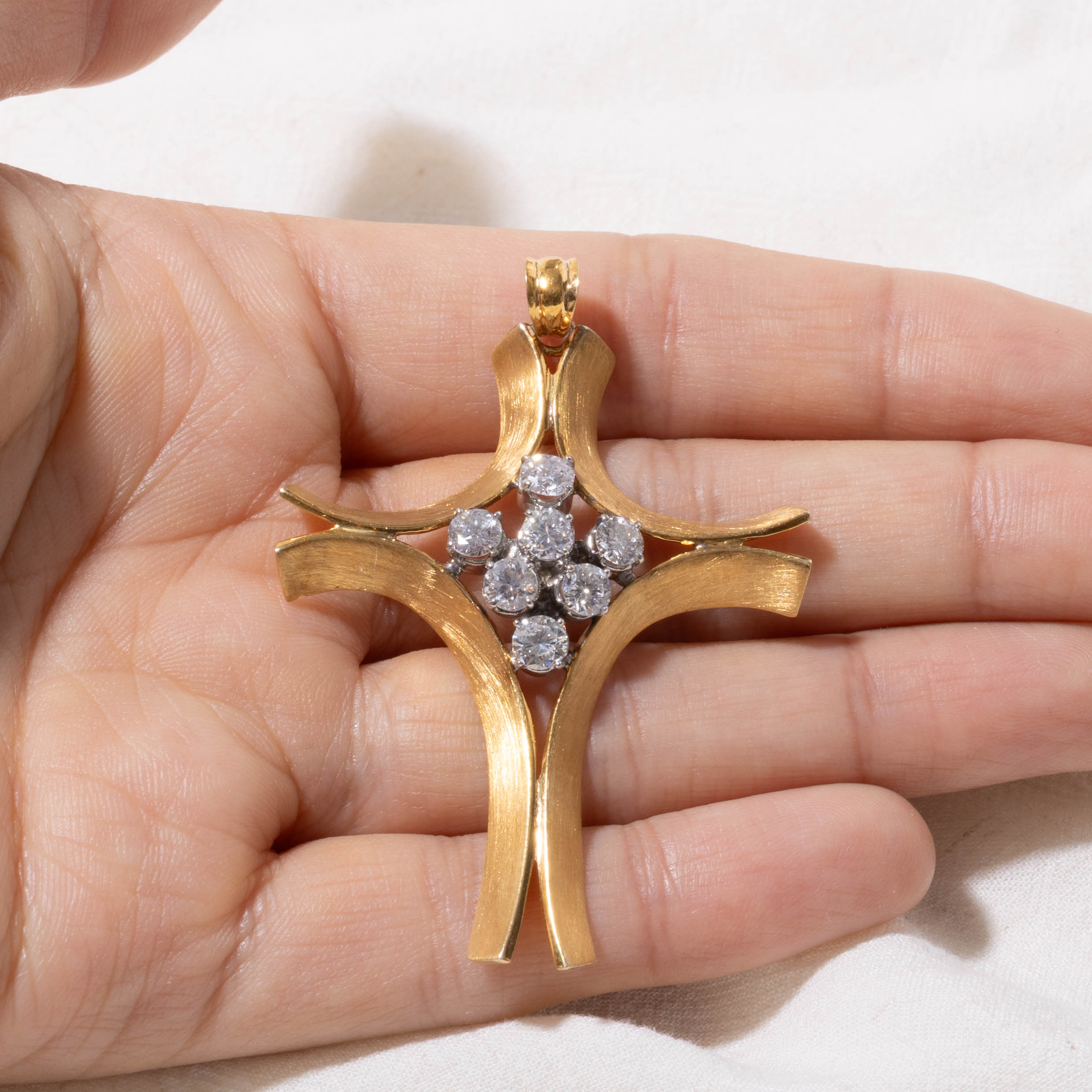 Diamond Cluster Cross Pendant | 1.96ctw