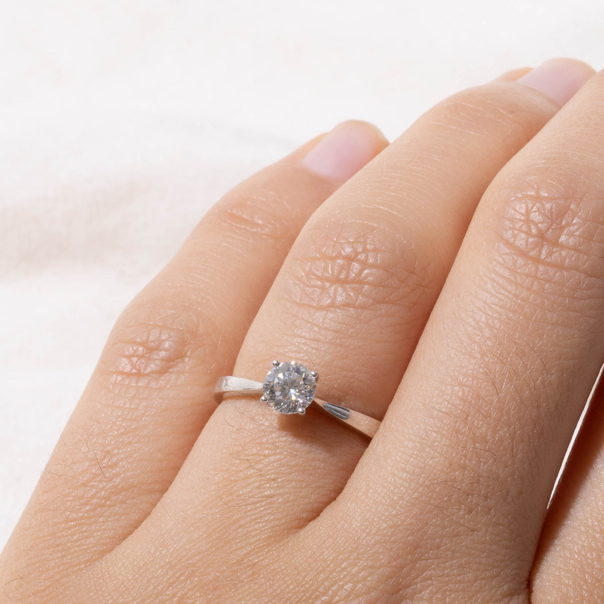 14k Solitaire Diamond Reverse Tapered Ring | 0.50ct SI1 H/I | SZ 4.75